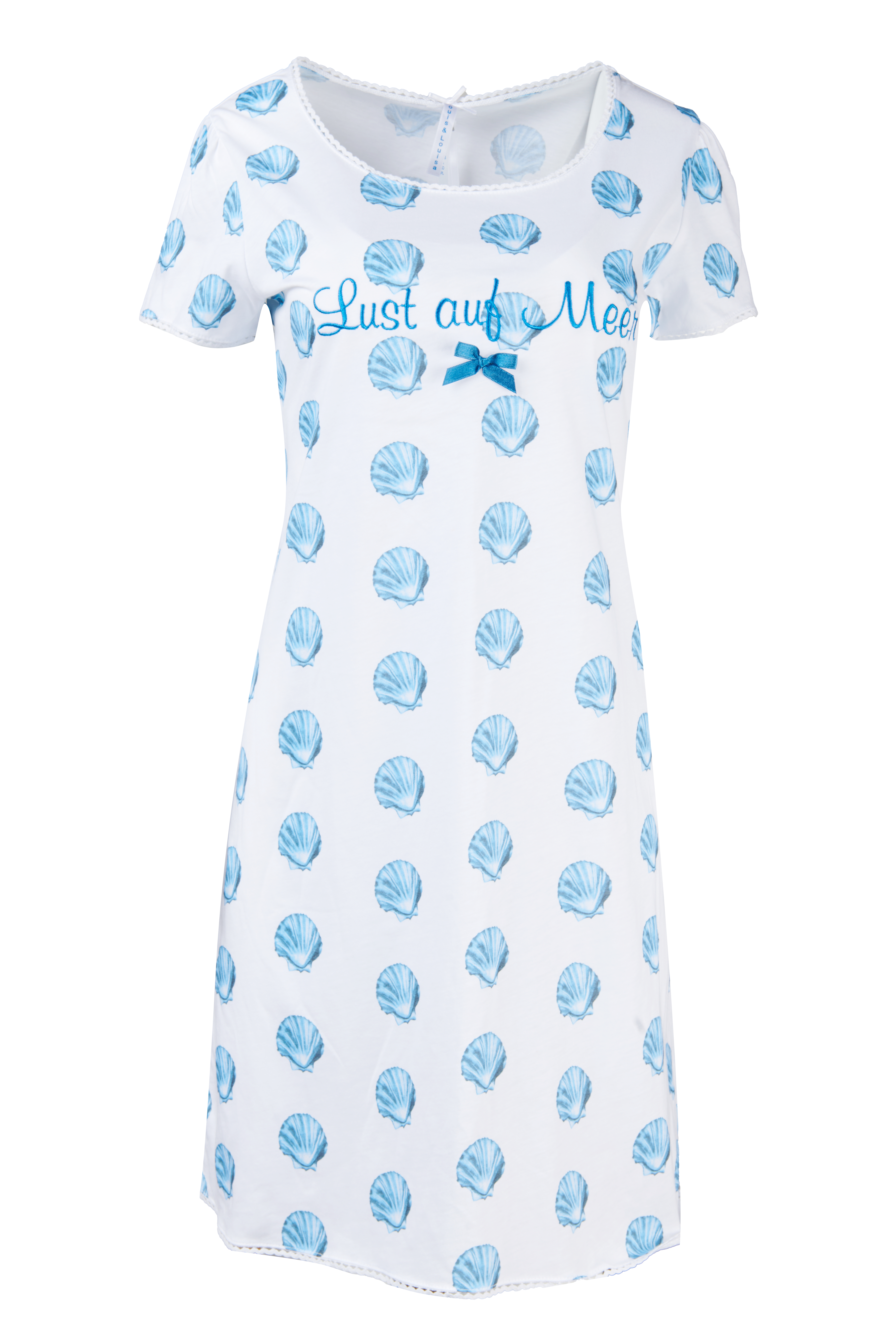 240916_LL12814 Nachthemd Damen Basic "Lust auf Meer", Muscheln allover