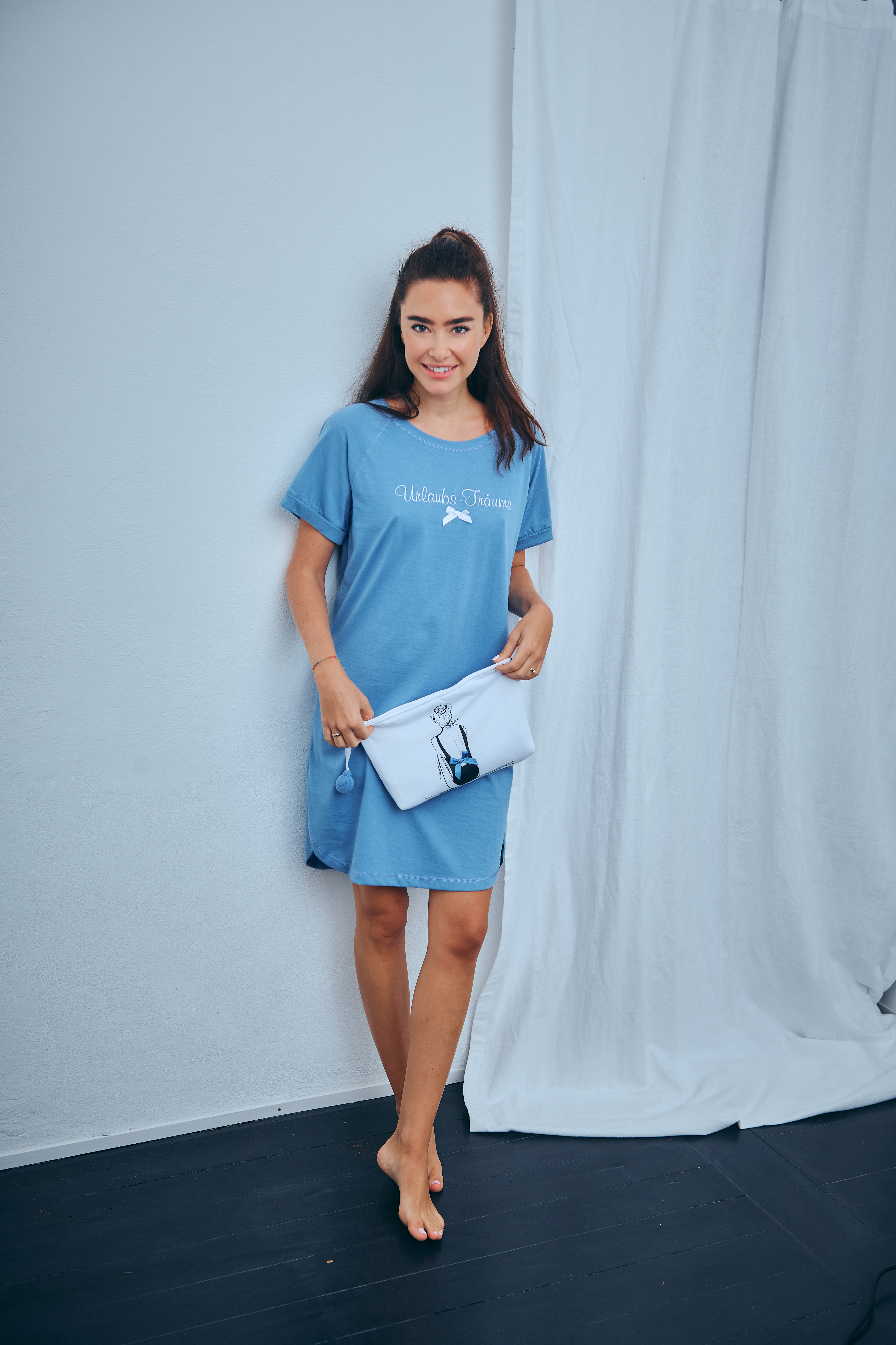 Nachthemd Oversize "Urlaubs-Träume", blau