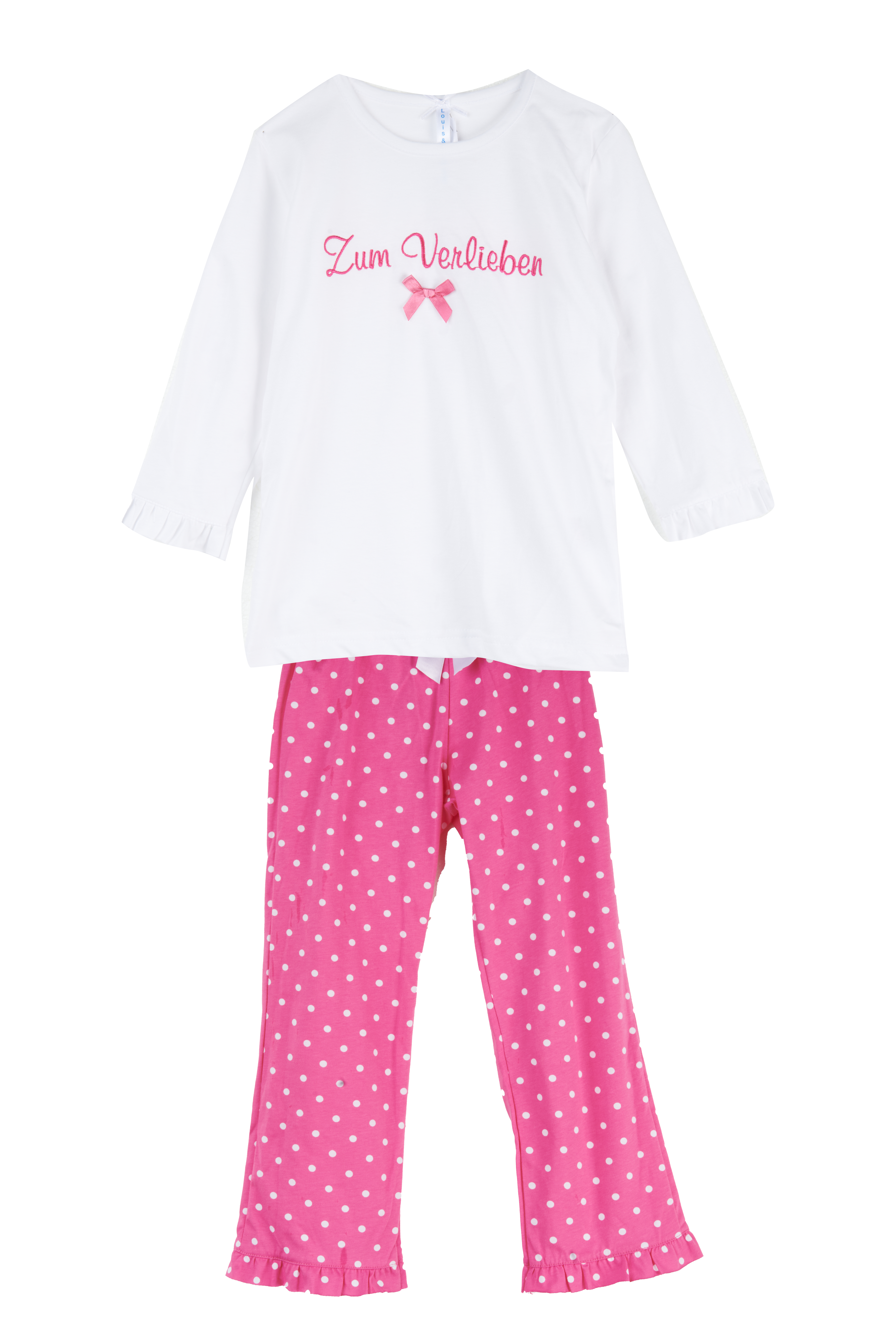 Pyjama Basic Kinder "Zum Verlieben", weiß / pink allover