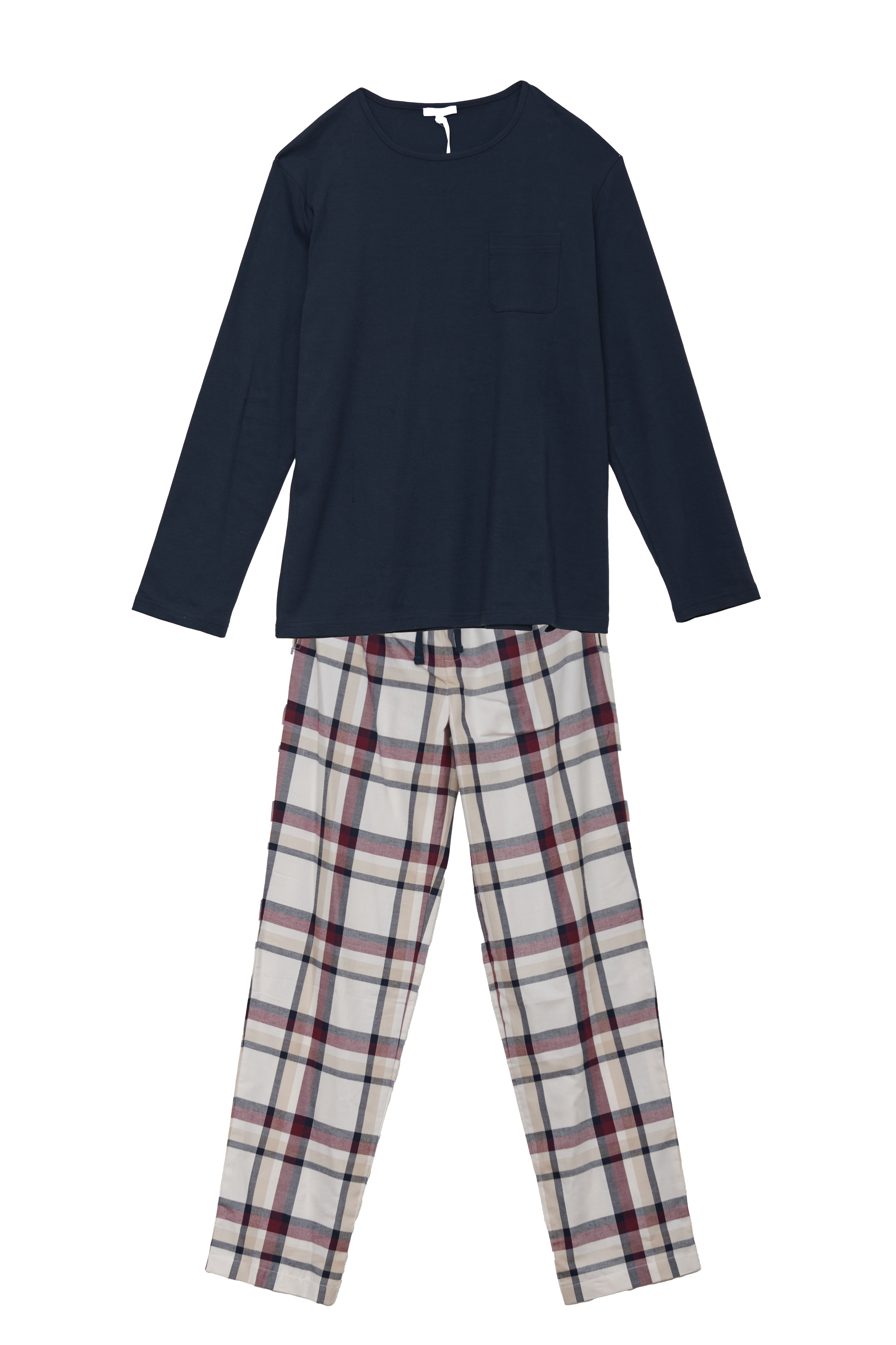 240702_LL10627mitHose-Kopie Pyjama Jungs mit Tasche, dunkelblau/Flanell