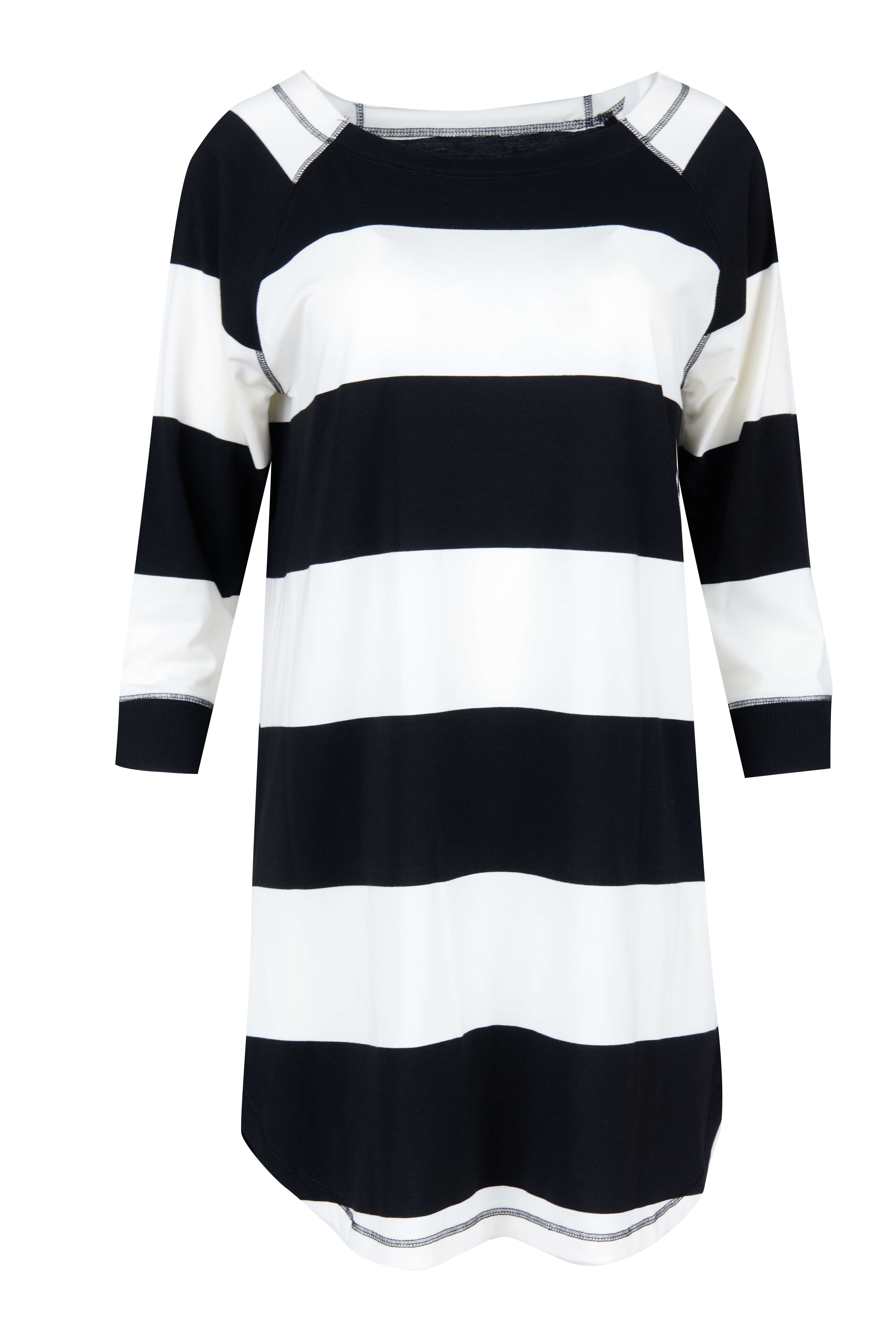 PURE Sleepshirt 3/4 Arm, schwarz gestreift