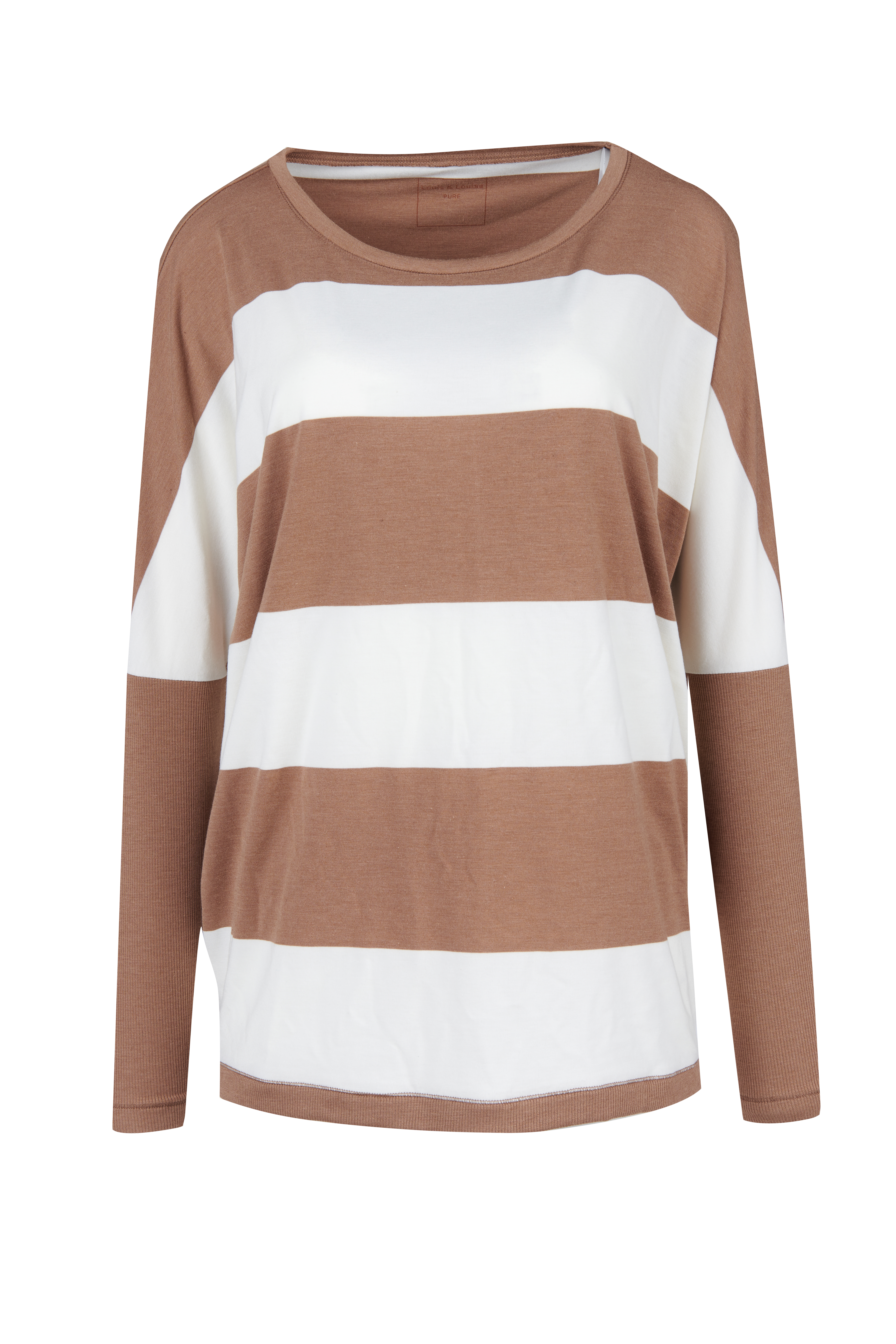 PURE Oversize Shirt, camel gestreift