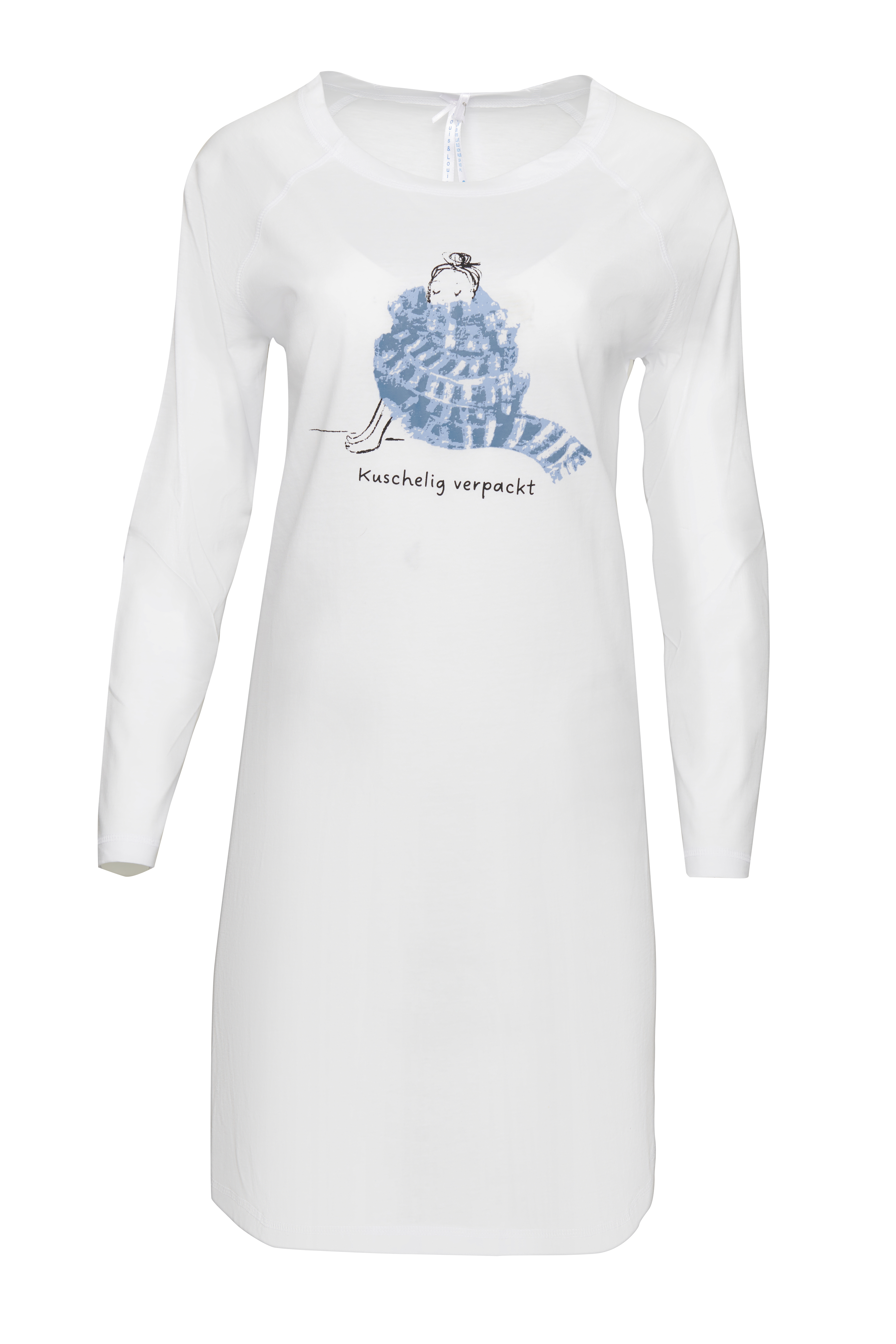 Nachthemd Damen Oversize "Mädchen mit Schal", weiß