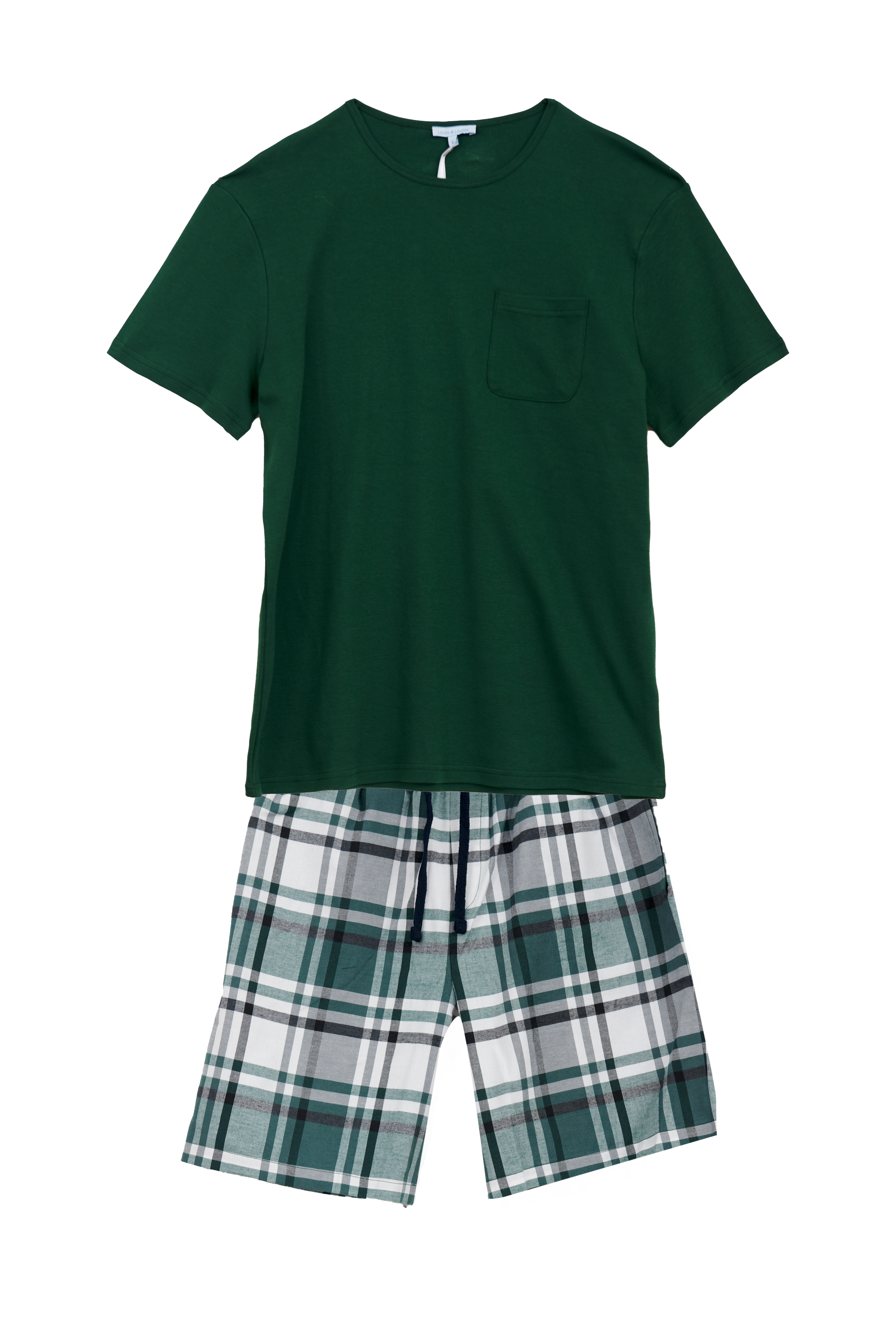 Short-Set Herren mit Tasche, grün/ Flanell