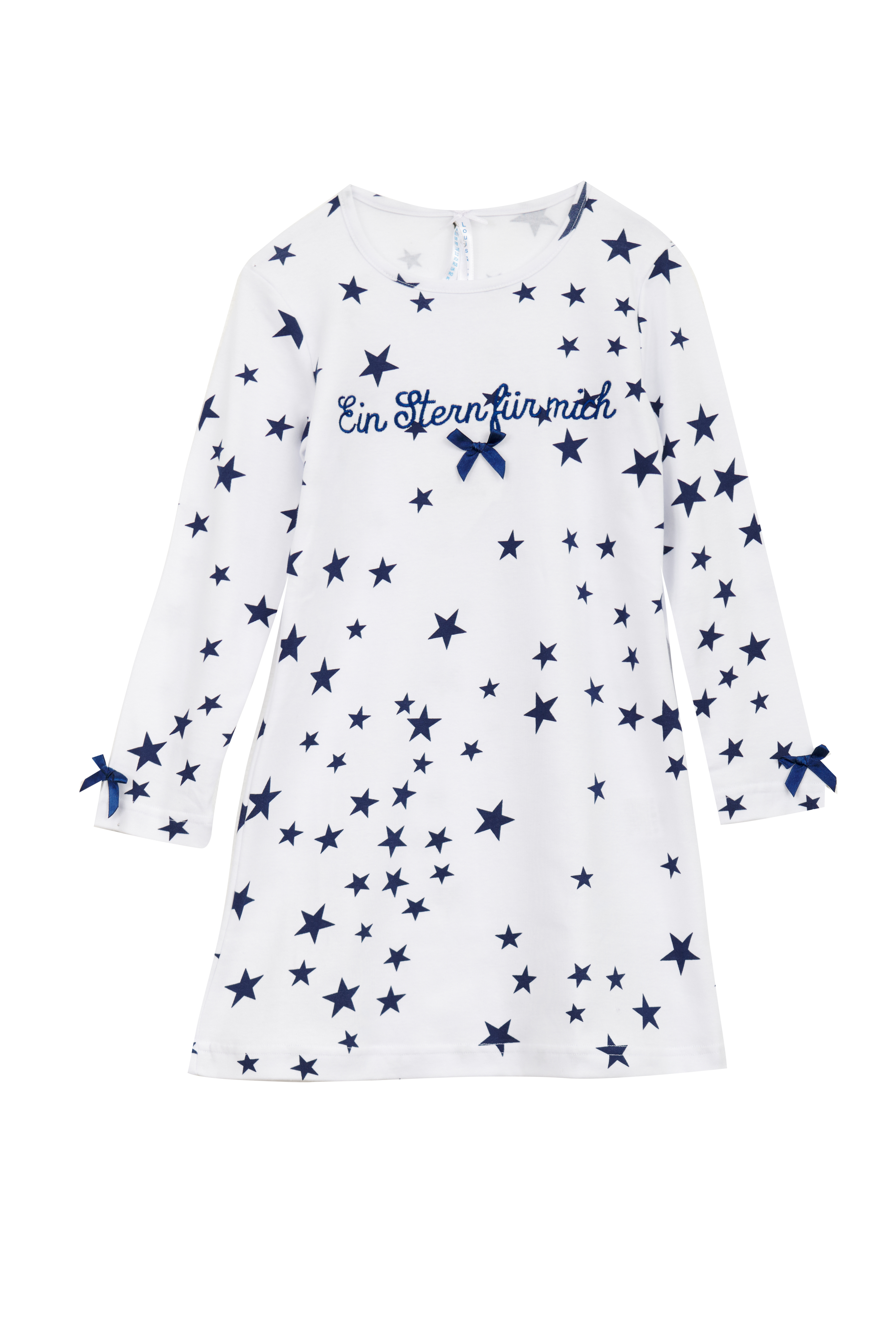 230223_LL51889 Nachthemd Kinder Basic "Ein Stern für mich", weiß allover
