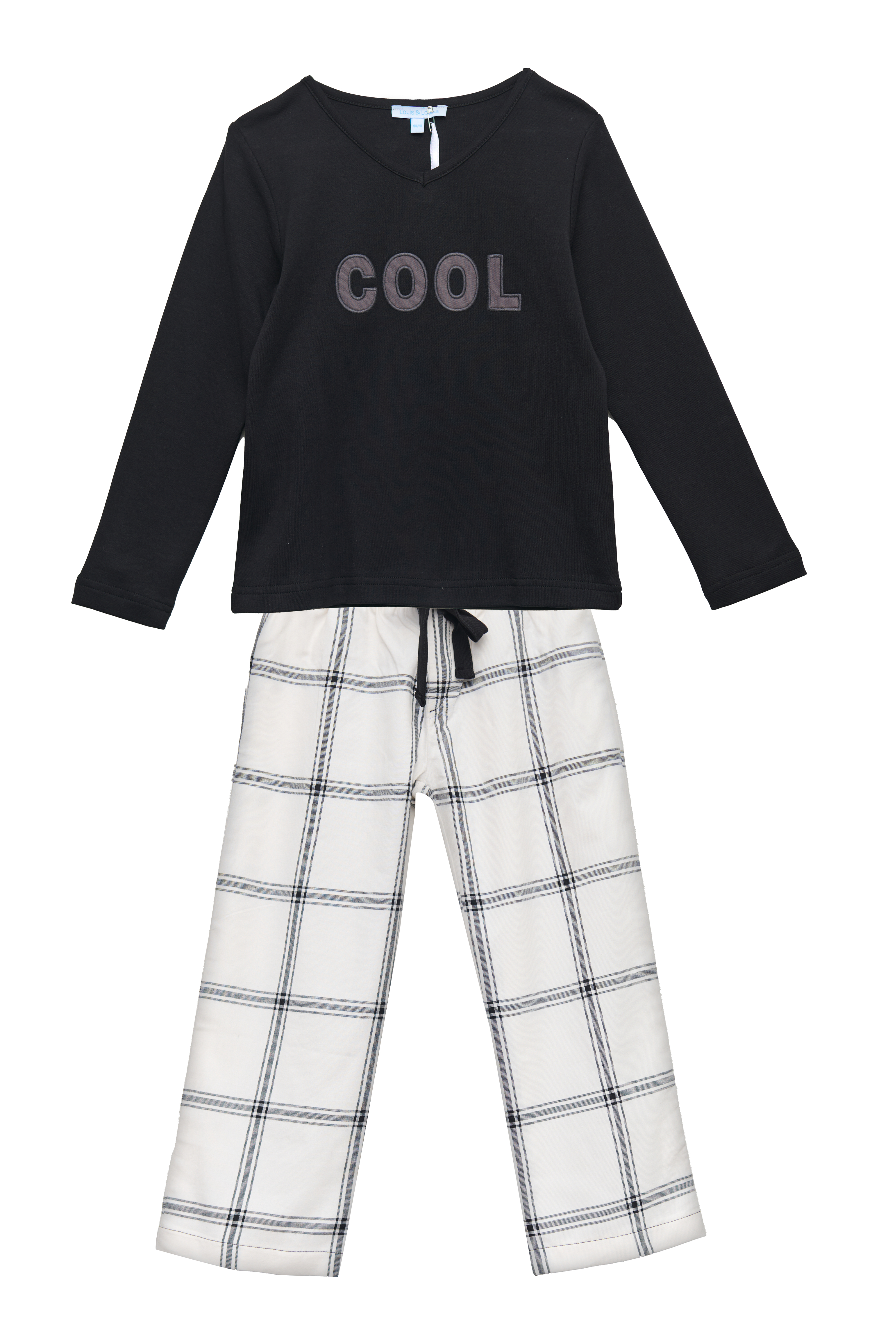 Pyjama Jungs "COOL", schwarz / Flanell