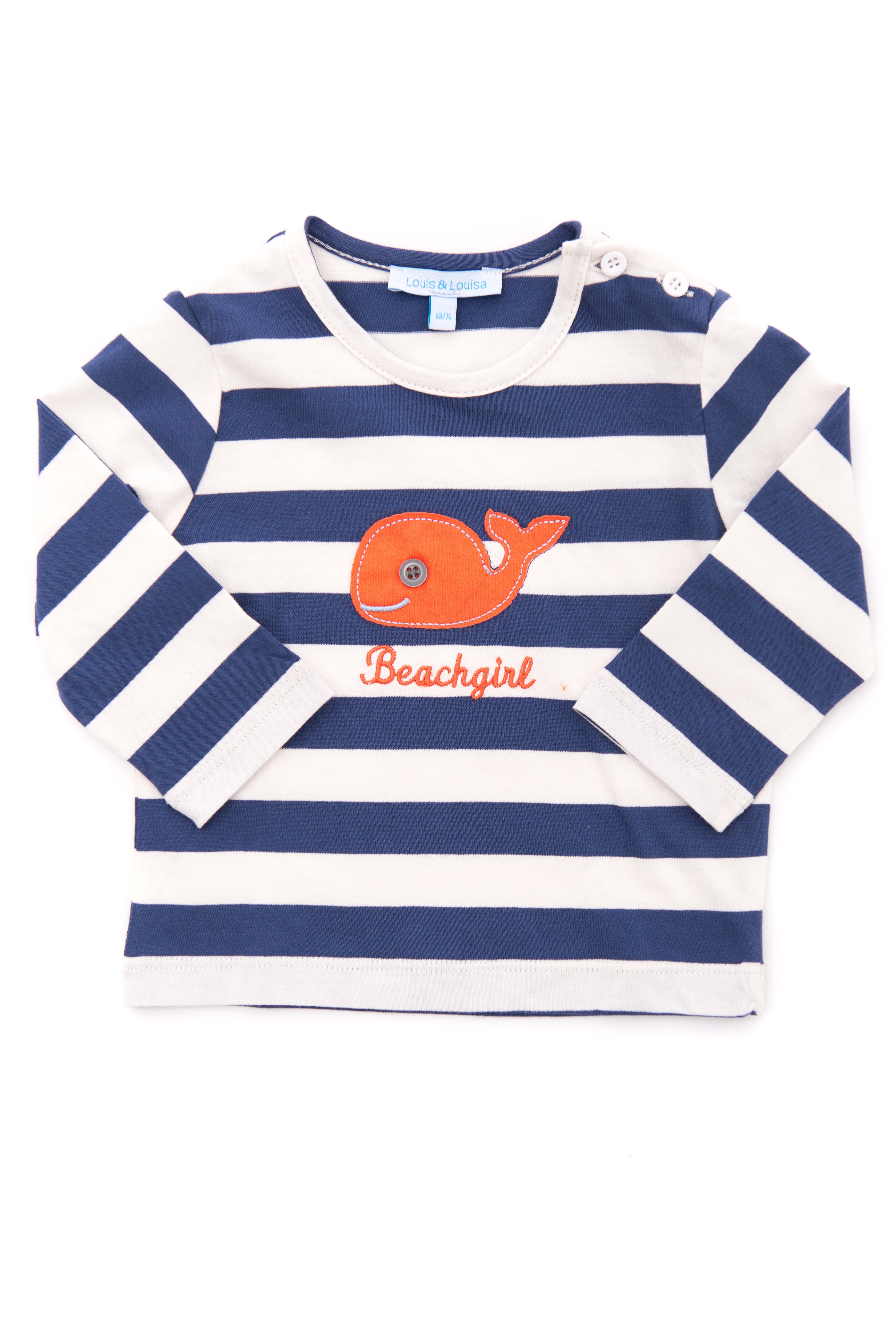 Shirt Baby mit Walfisch "Beachgirl", blau gestreift