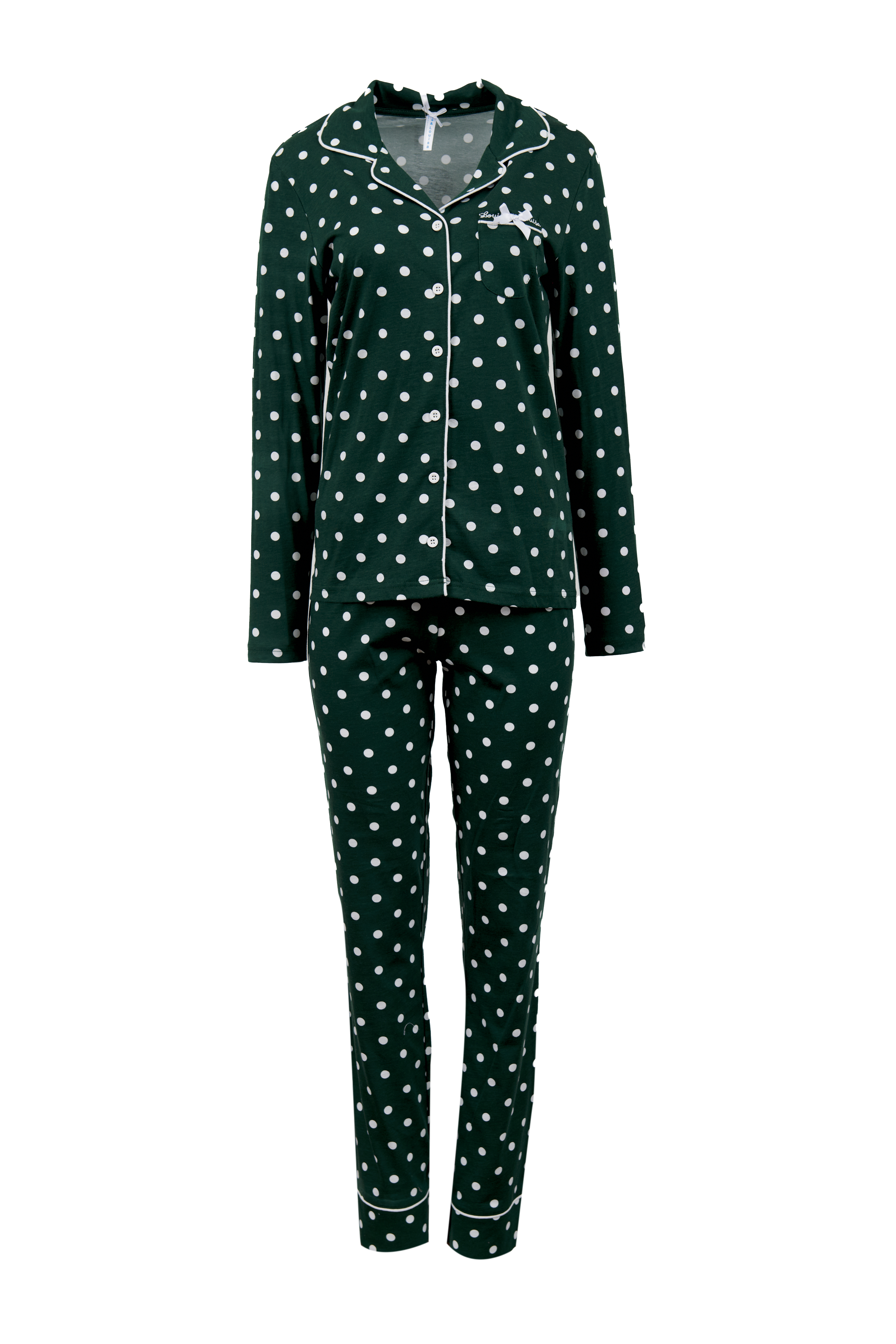 230223_LL51821 Pyjama Damen Knopfleiste "Meine Wohlfühlzeit", grün allover
