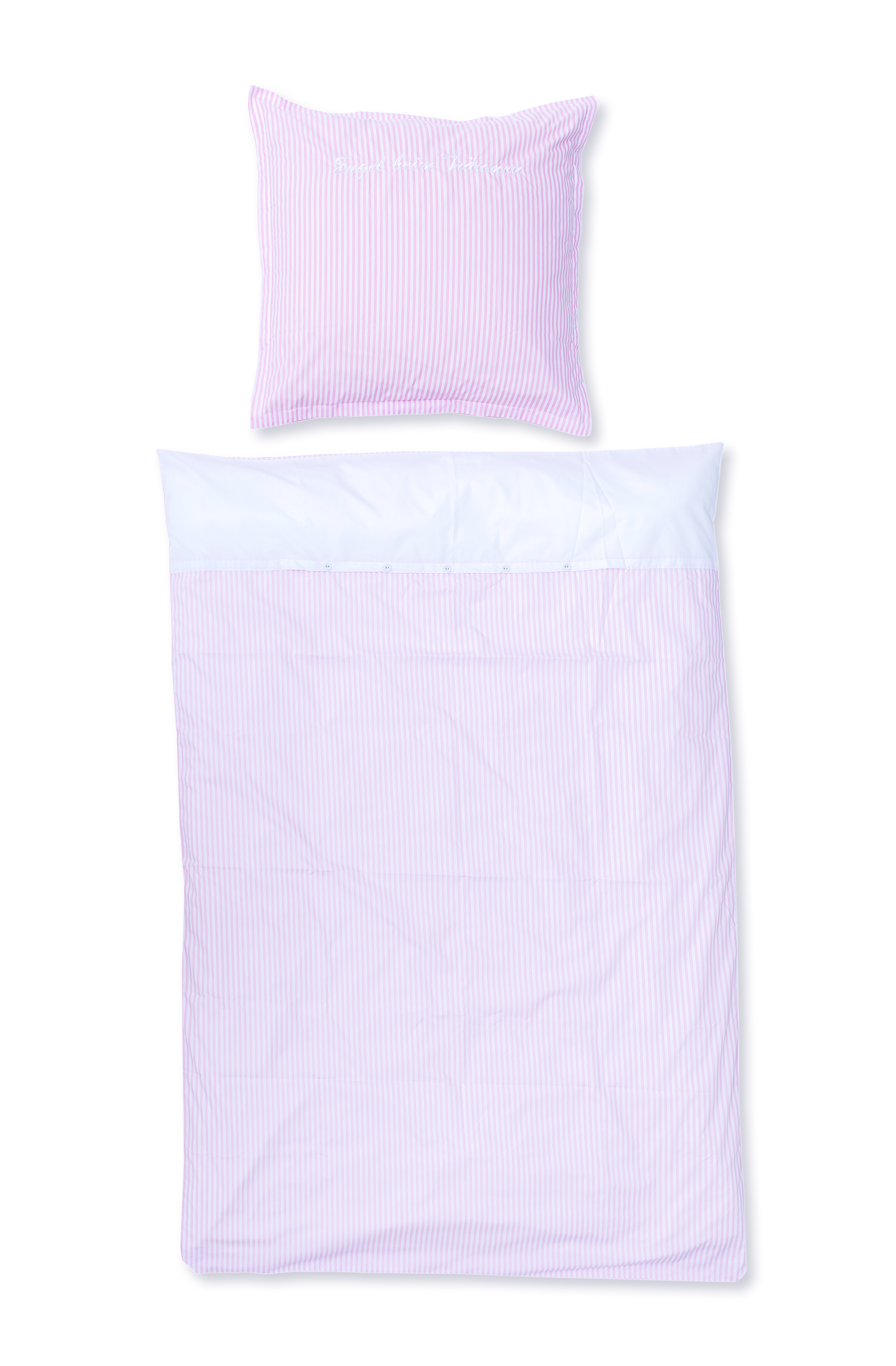 Bettwäsche Set Kinder, "Engel beim Träumen", rosa gestreift