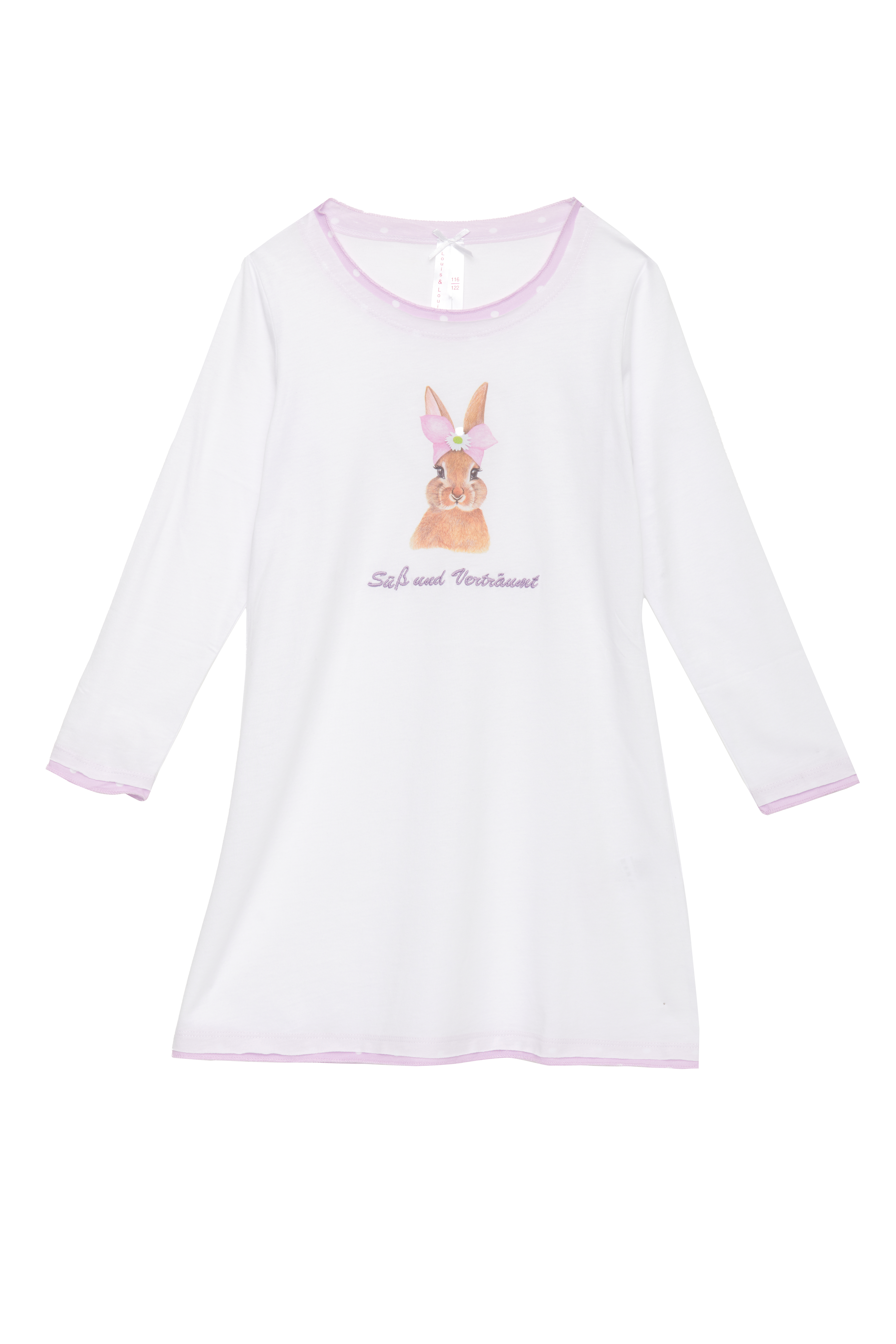 Nachthemd Kinder "Hase Druck", weiß/flieder