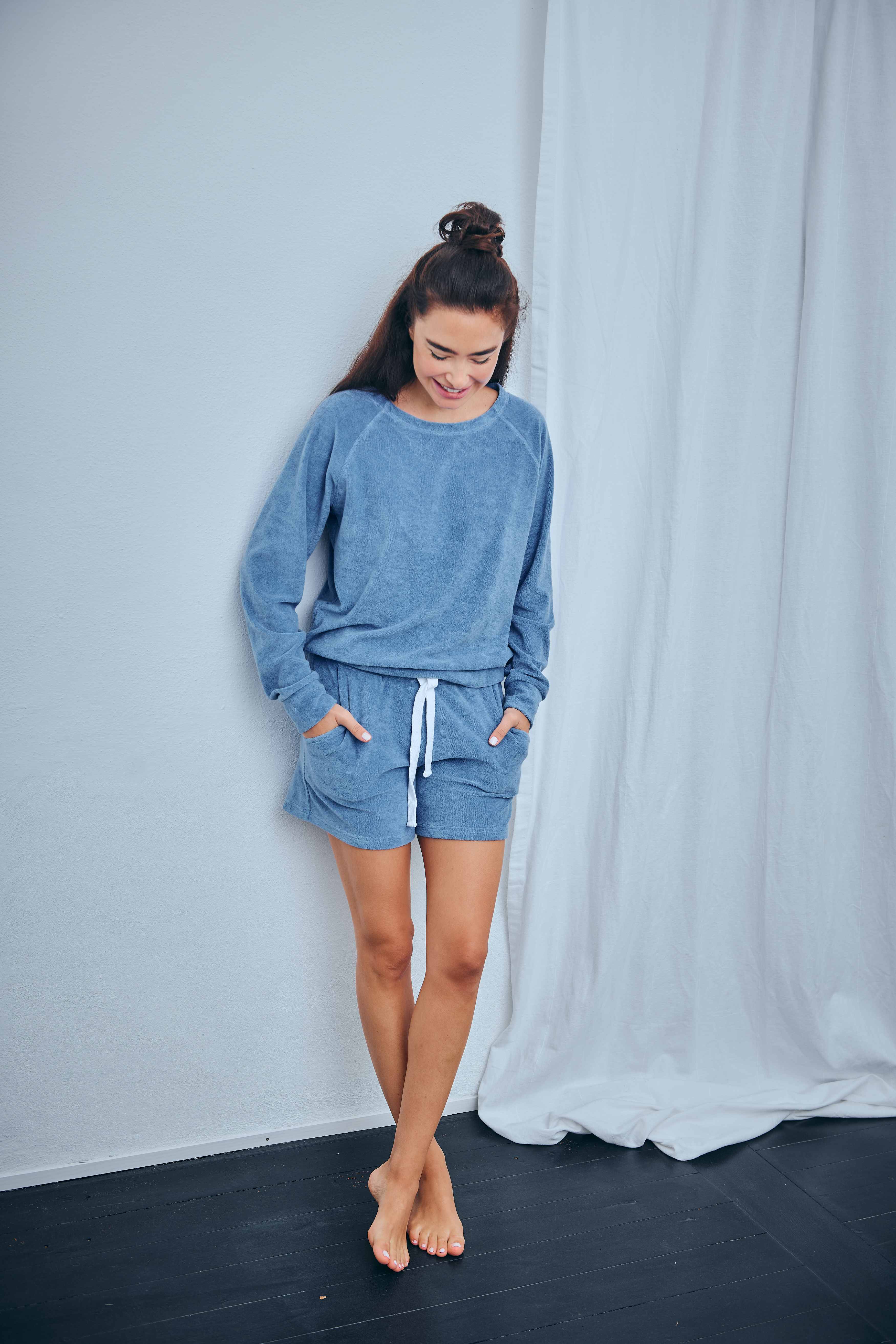 Frottee, Shorty, blau allure