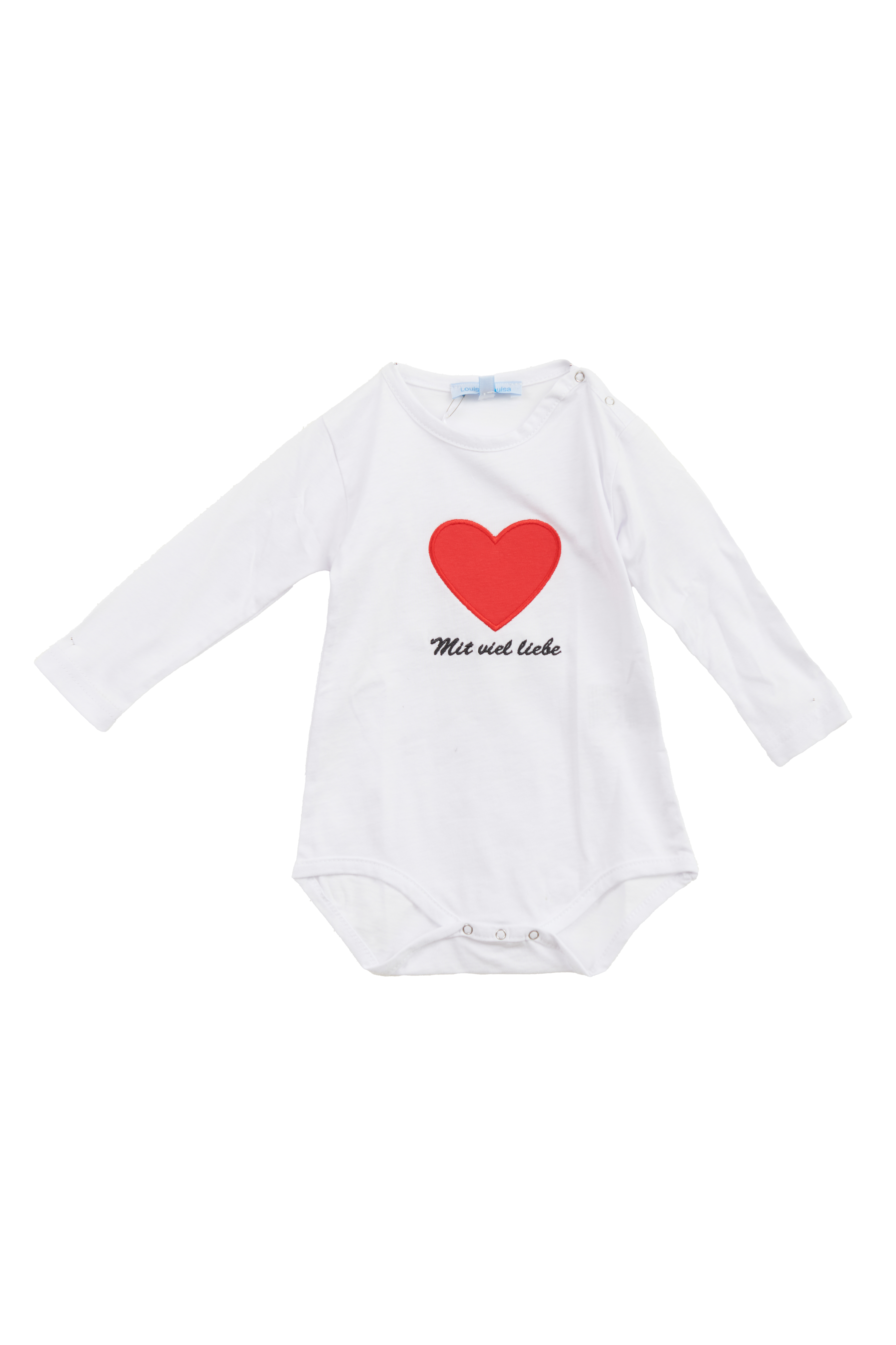 Baby Body "Mit viel Liebe", weiß mit Herz