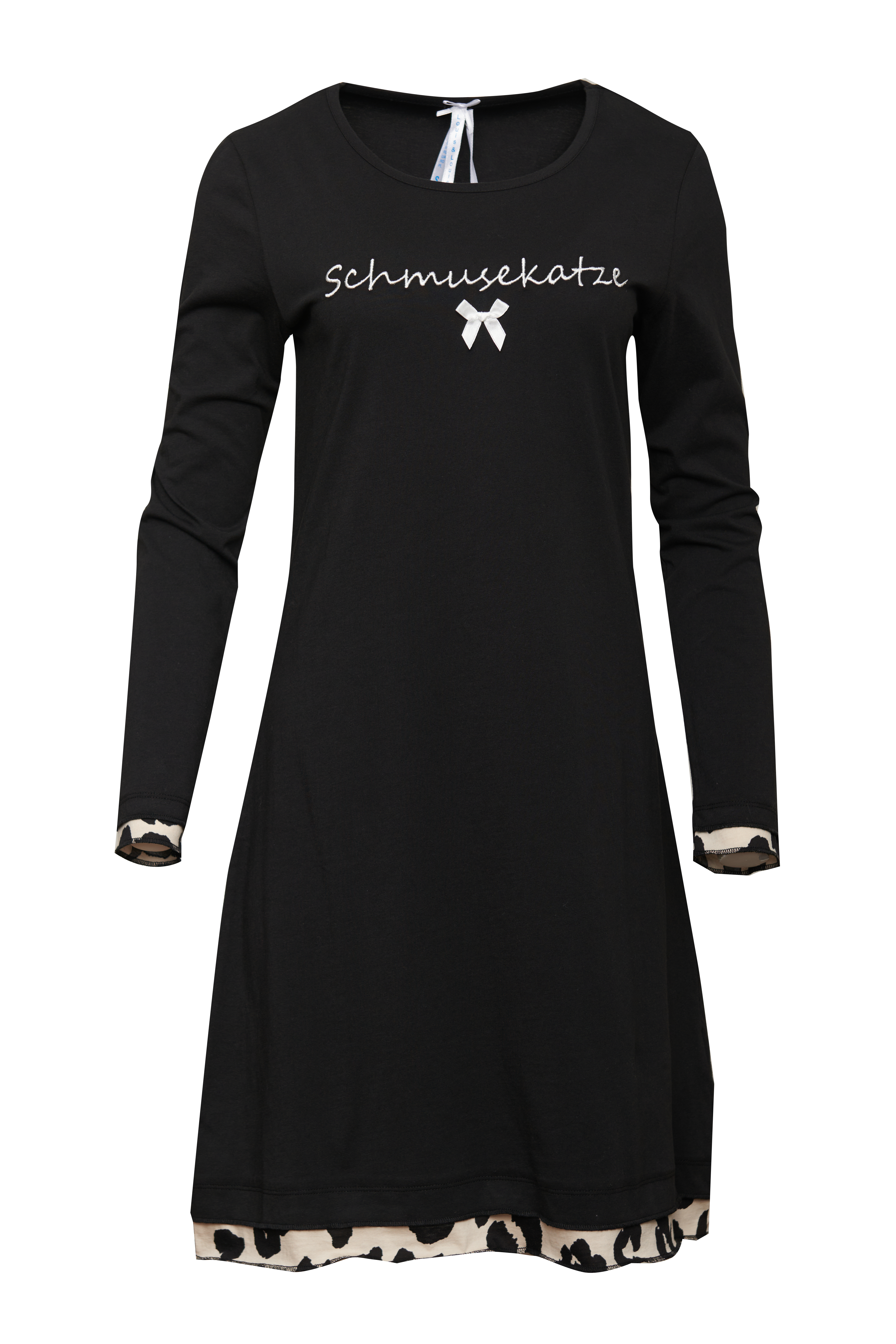 Nachthemd Damen Basic "Schmusekatze", schwarz