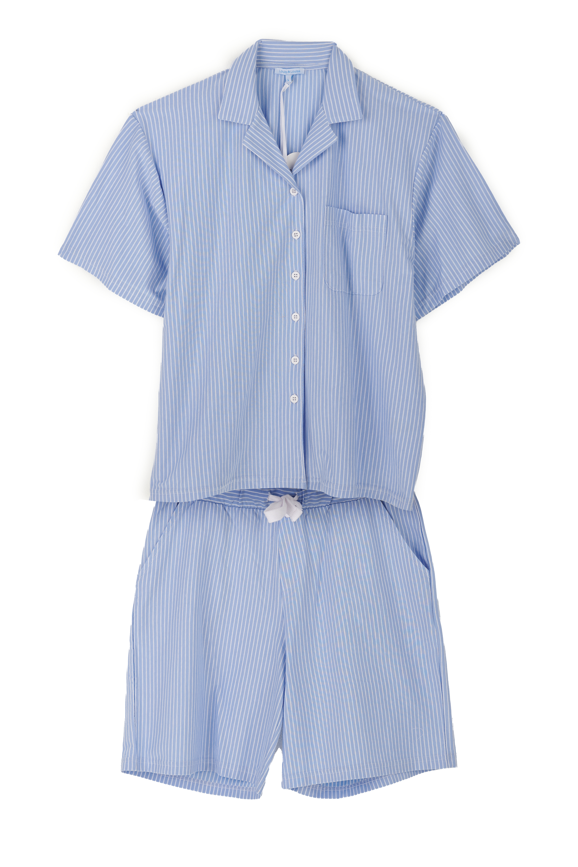 Short-Set Herren mit Knopfleiste, blau gestreift