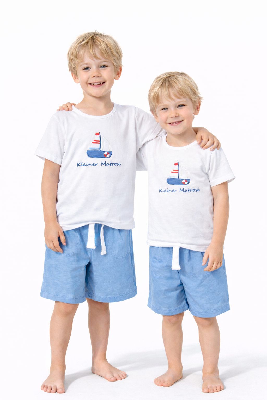 Short Set Jungs "Kleiner Matrose"  weiß / blau