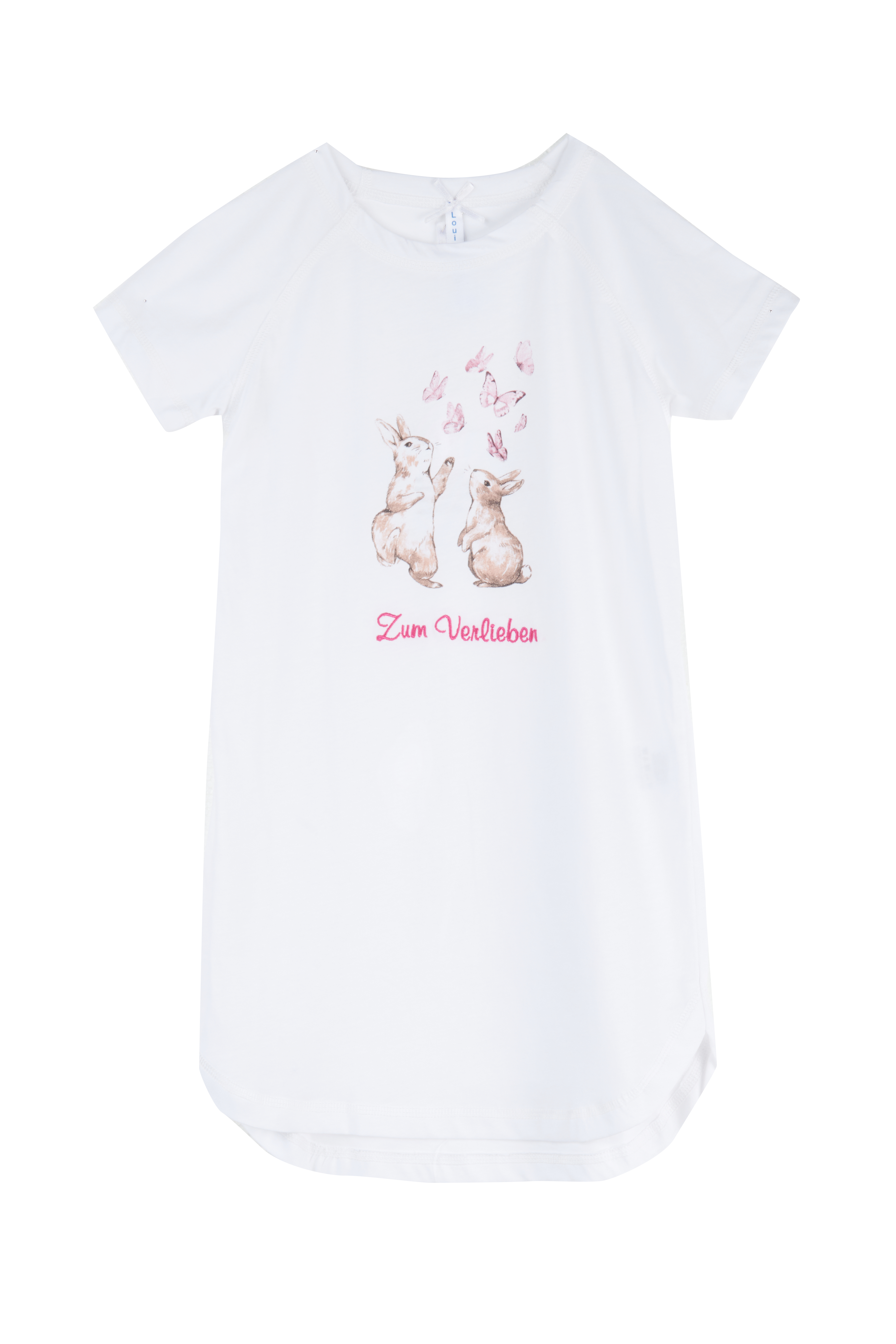 DSC_1964 Nachthemd Kinder Oversize Hasen "Zum Verlieben", weiß