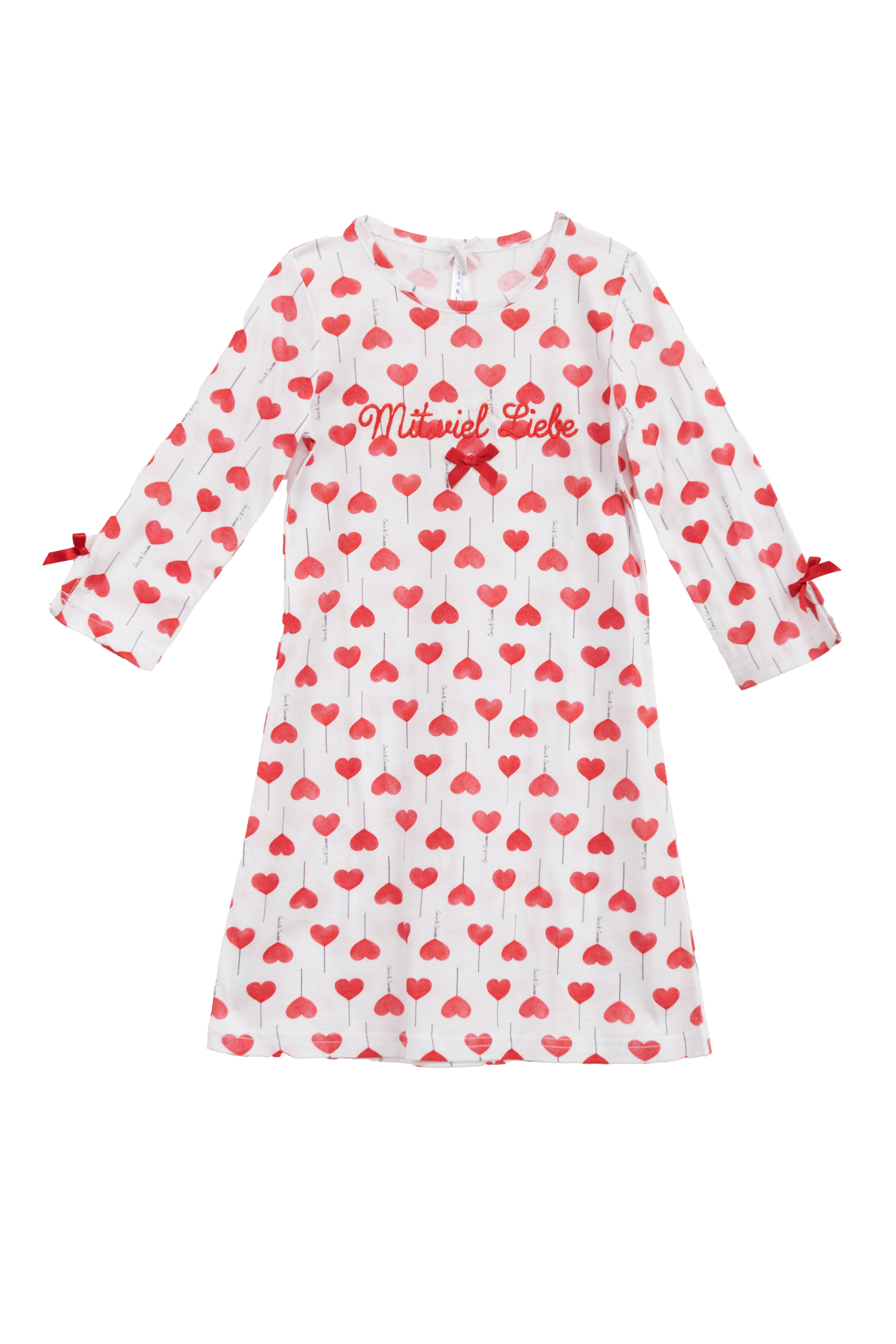 Nachthemd Kinder Basic "Mit viel Liebe", Herz allover