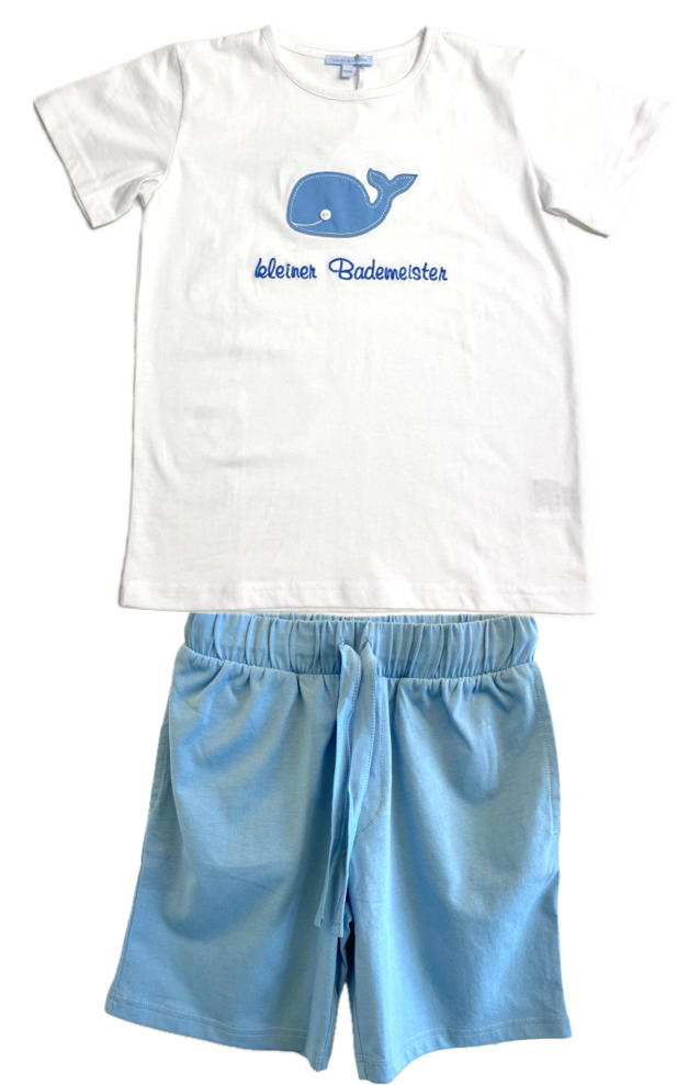 Short-Set Kinder "Walfisch", weiß / blau