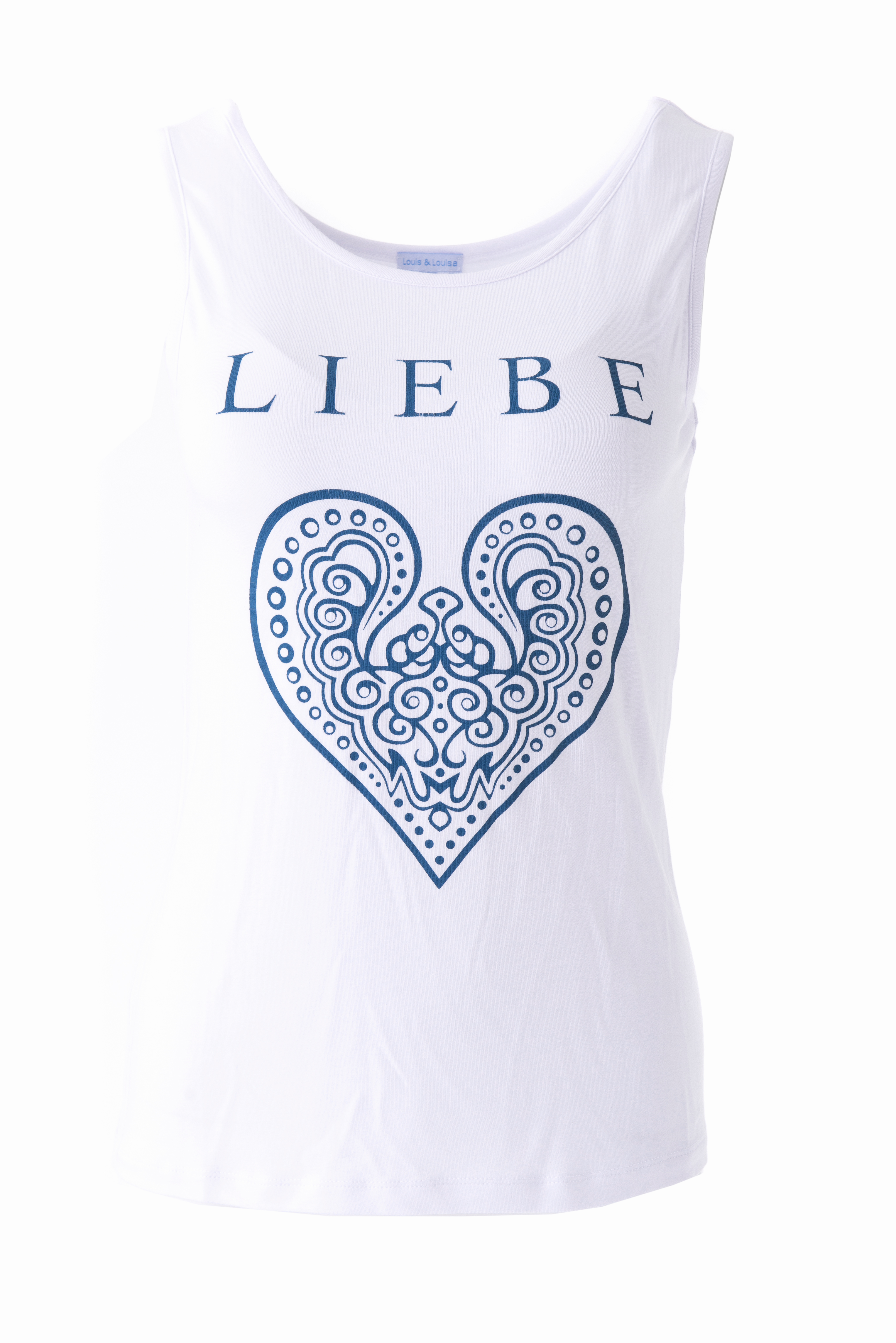 YOGA Tanktop Herz, weiß / blau