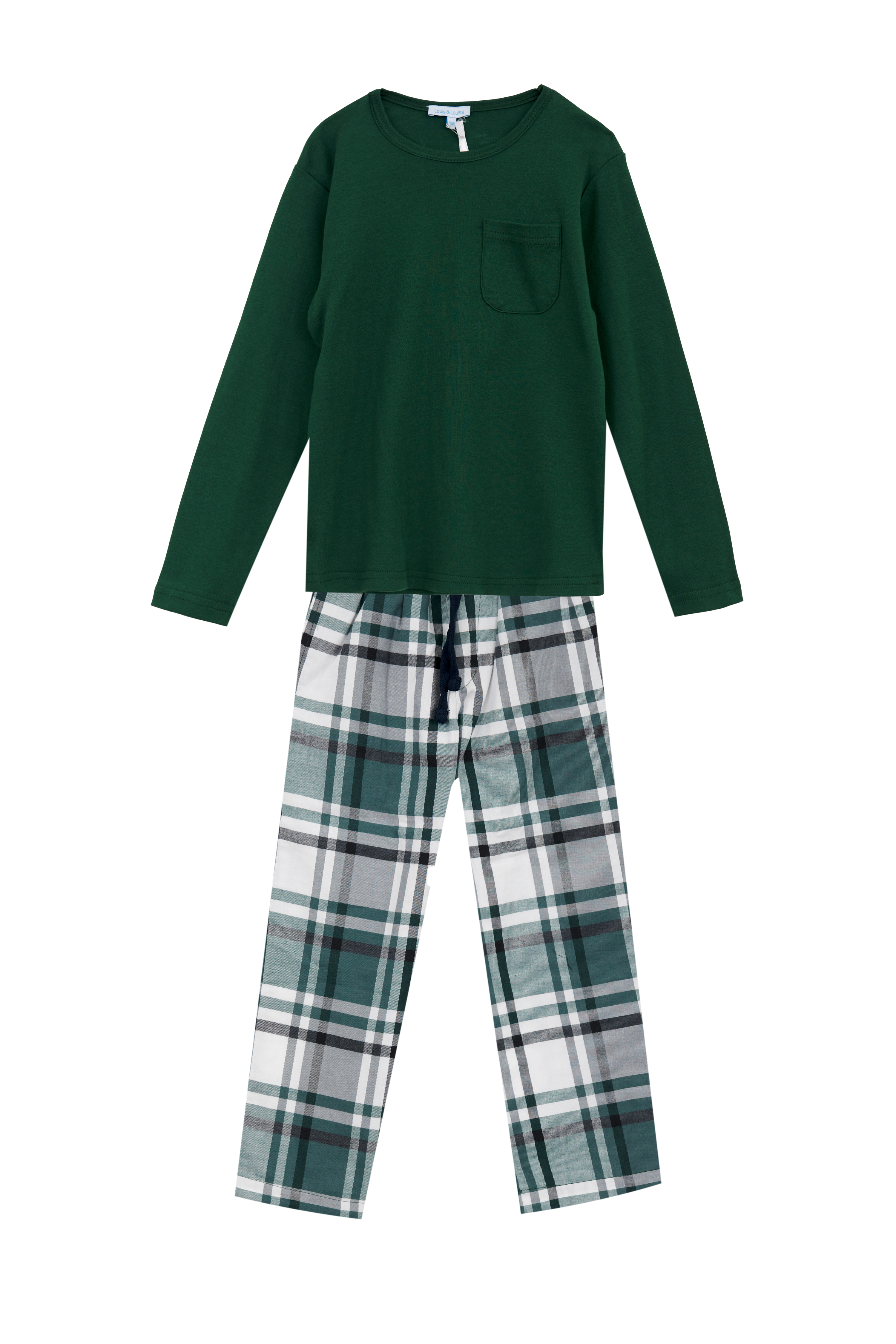 Pyjama Jungs mit Tasche, grün/ Flanell
