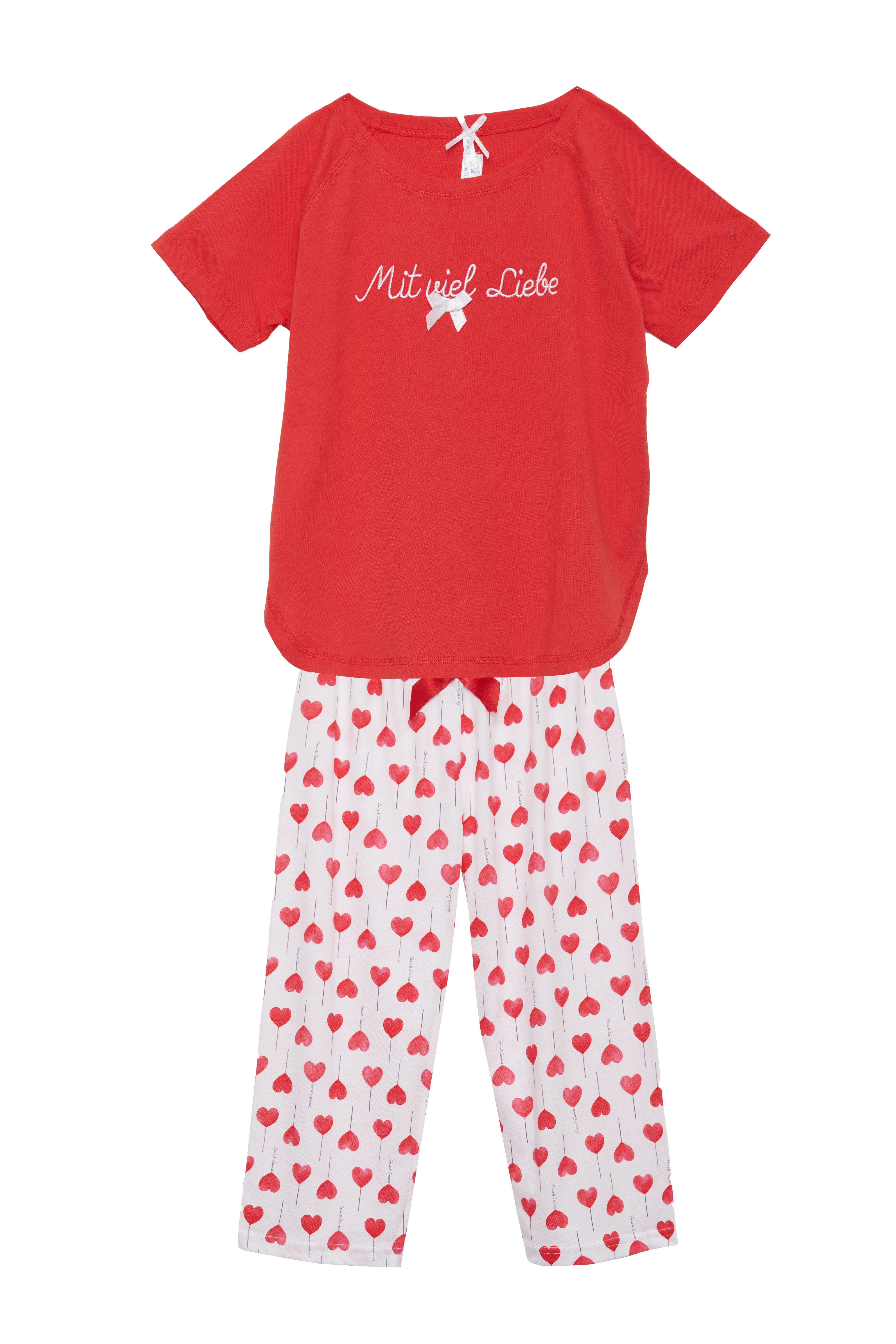 PY Capri Kinder Basic "Mit viel Liebe", poppy red / Herz allover