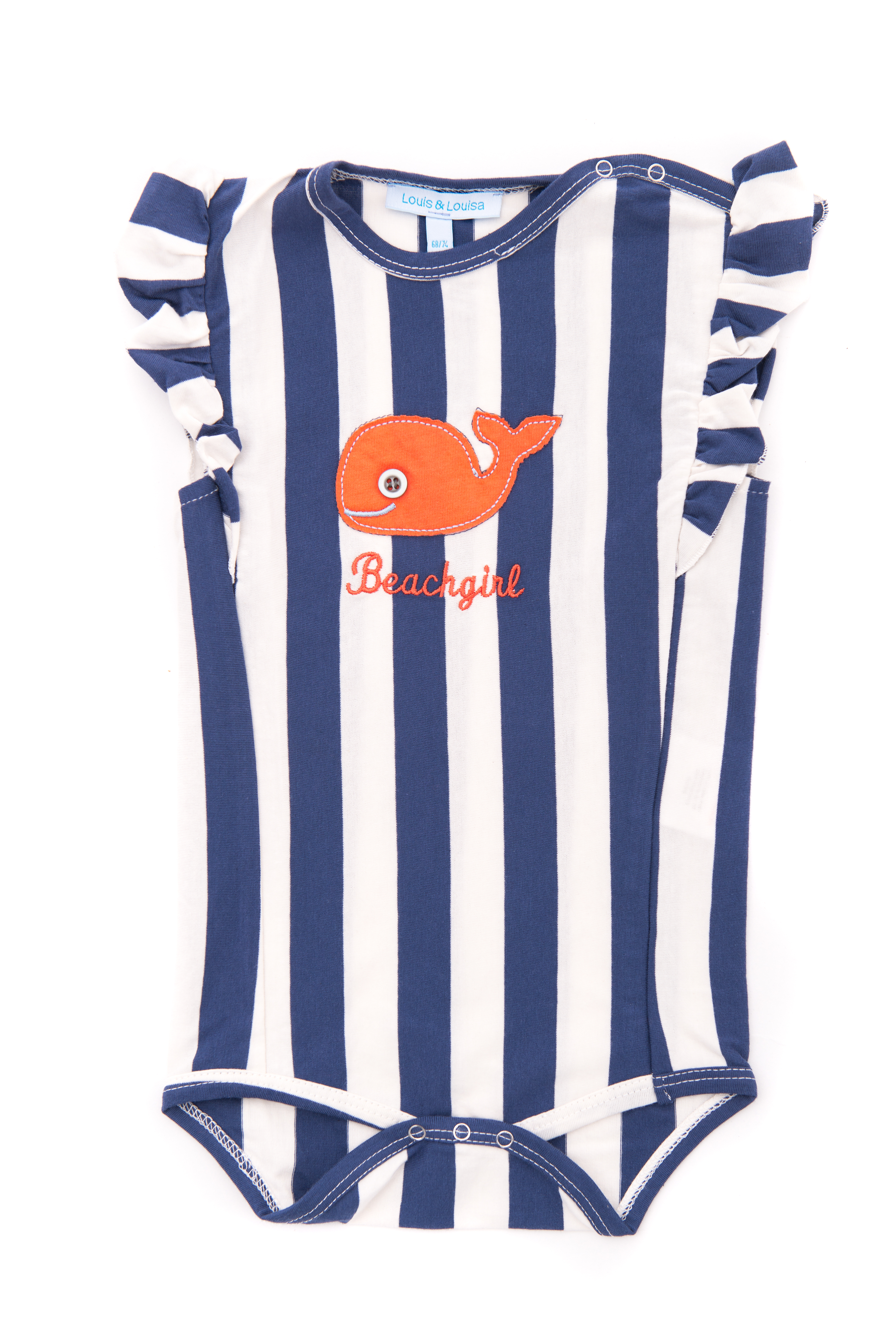 DSC_1670 Body Baby mit Rüsche "Beachgirl", blau gestreift