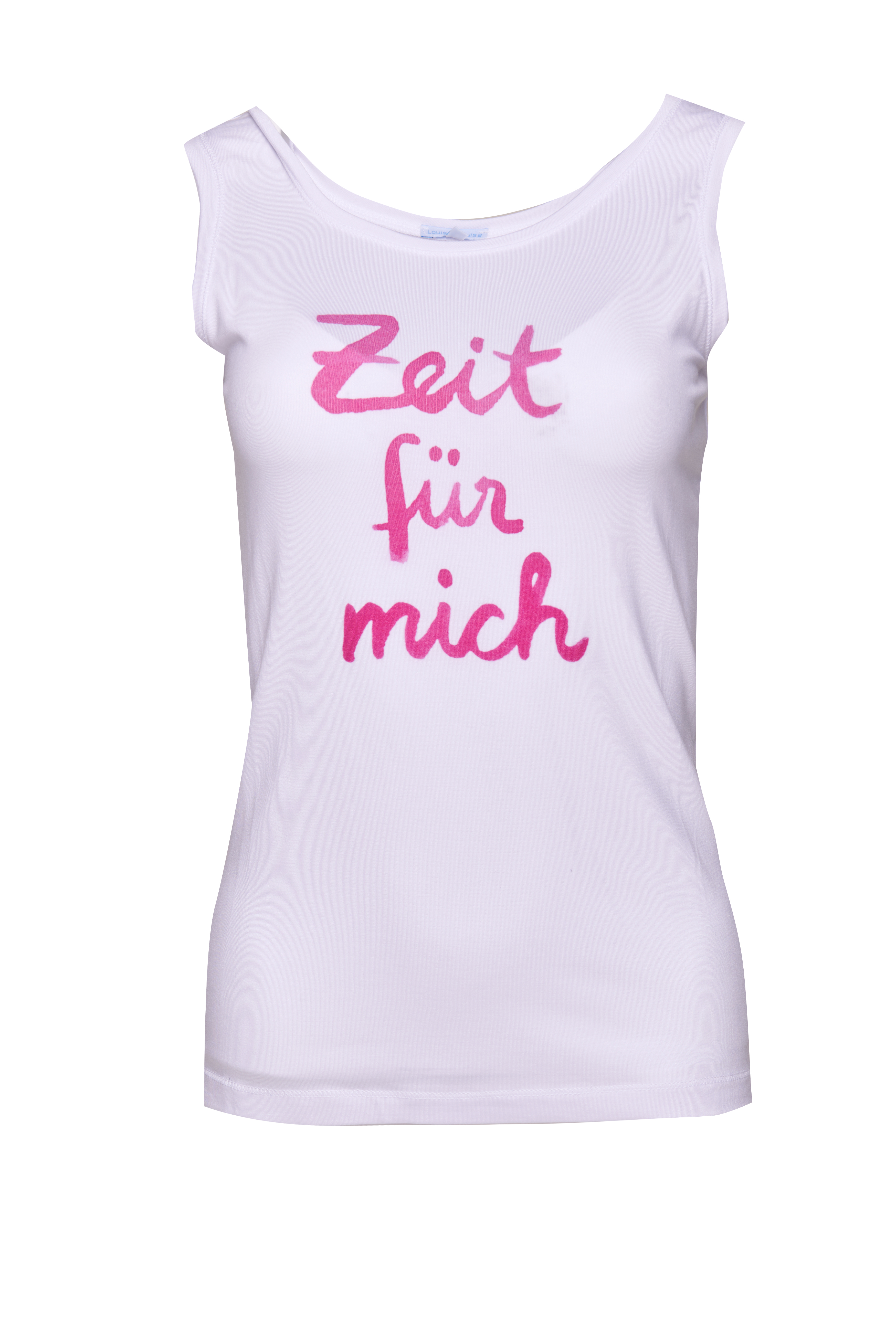 YOGA Tanktop Spruch "Zeit für mich", weiß mit fuchsia