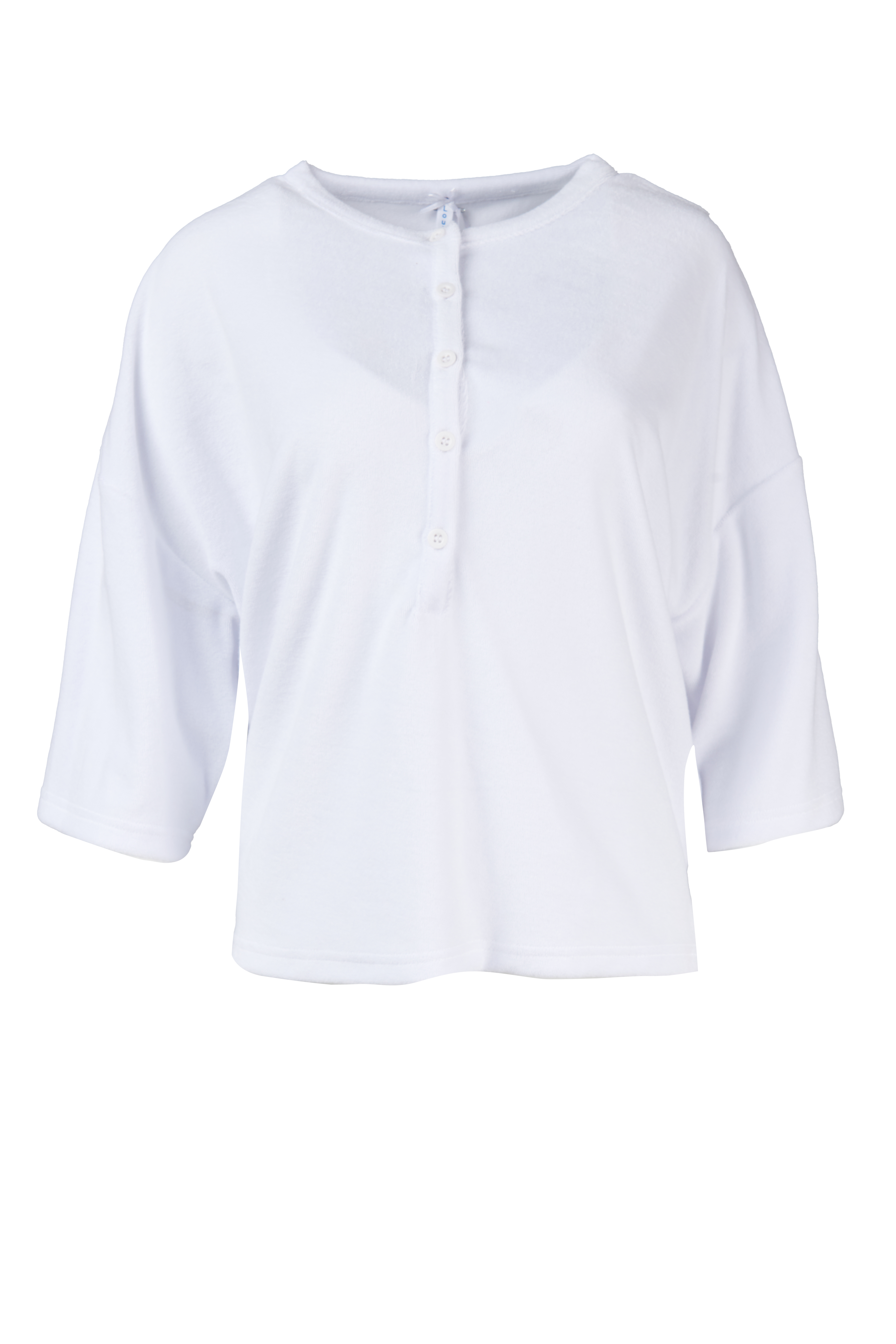 Shirt Frottee Knopfleiste, weiß