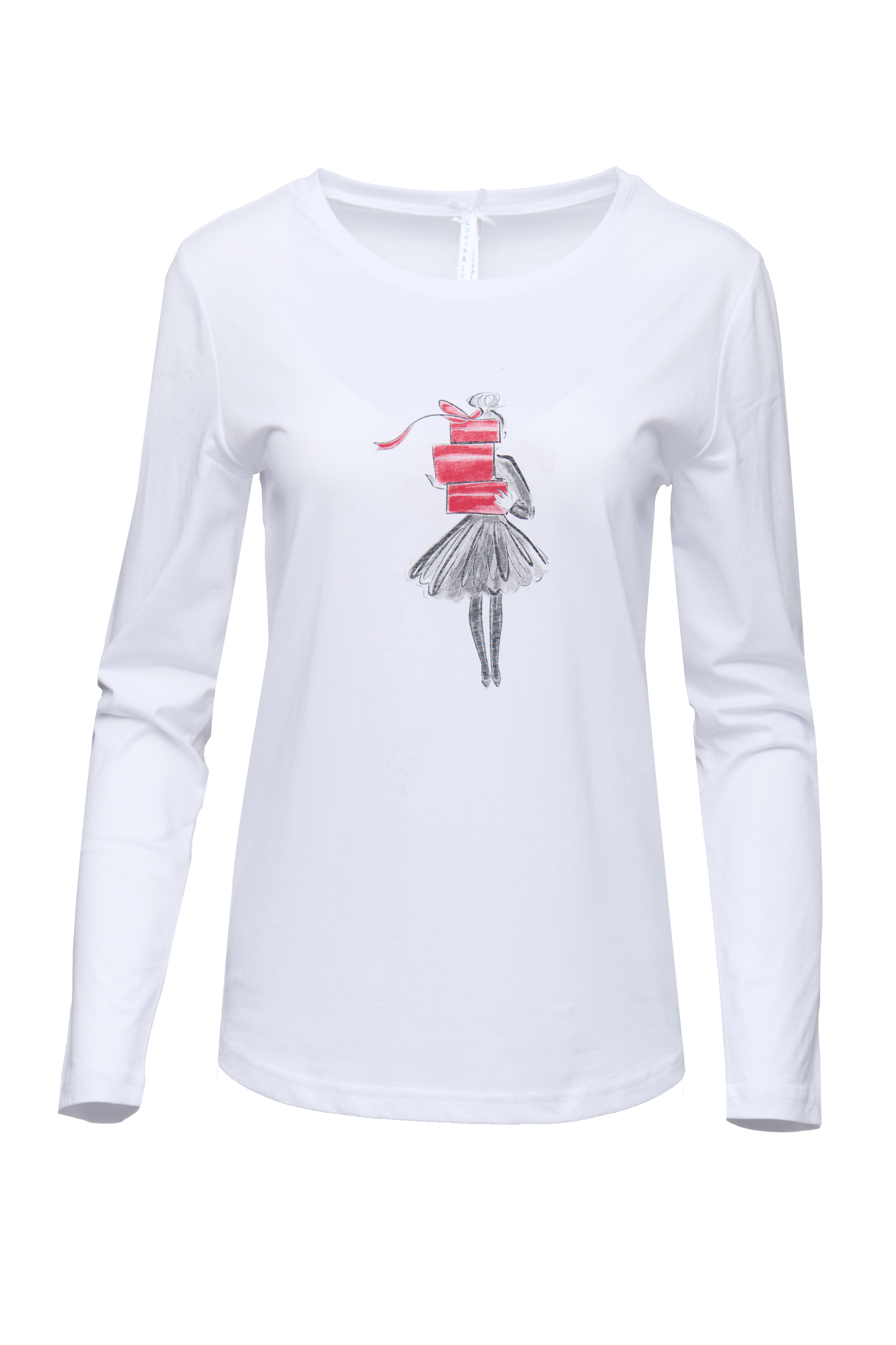 250319_LL10537 Shirt Damen "Geschenke",  weiß