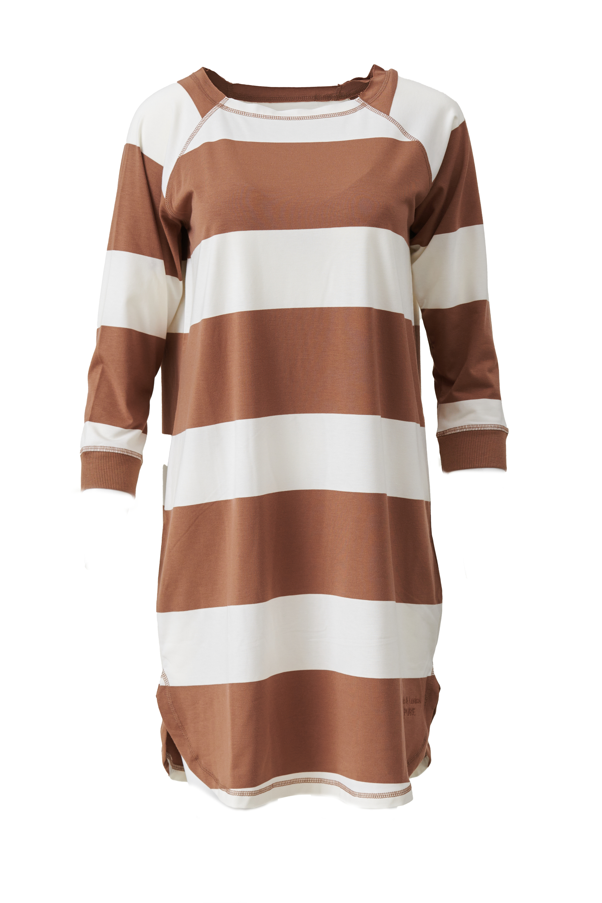 DSC_2895 PURE Sleepshirt 3/4 Arm, camel gestreift