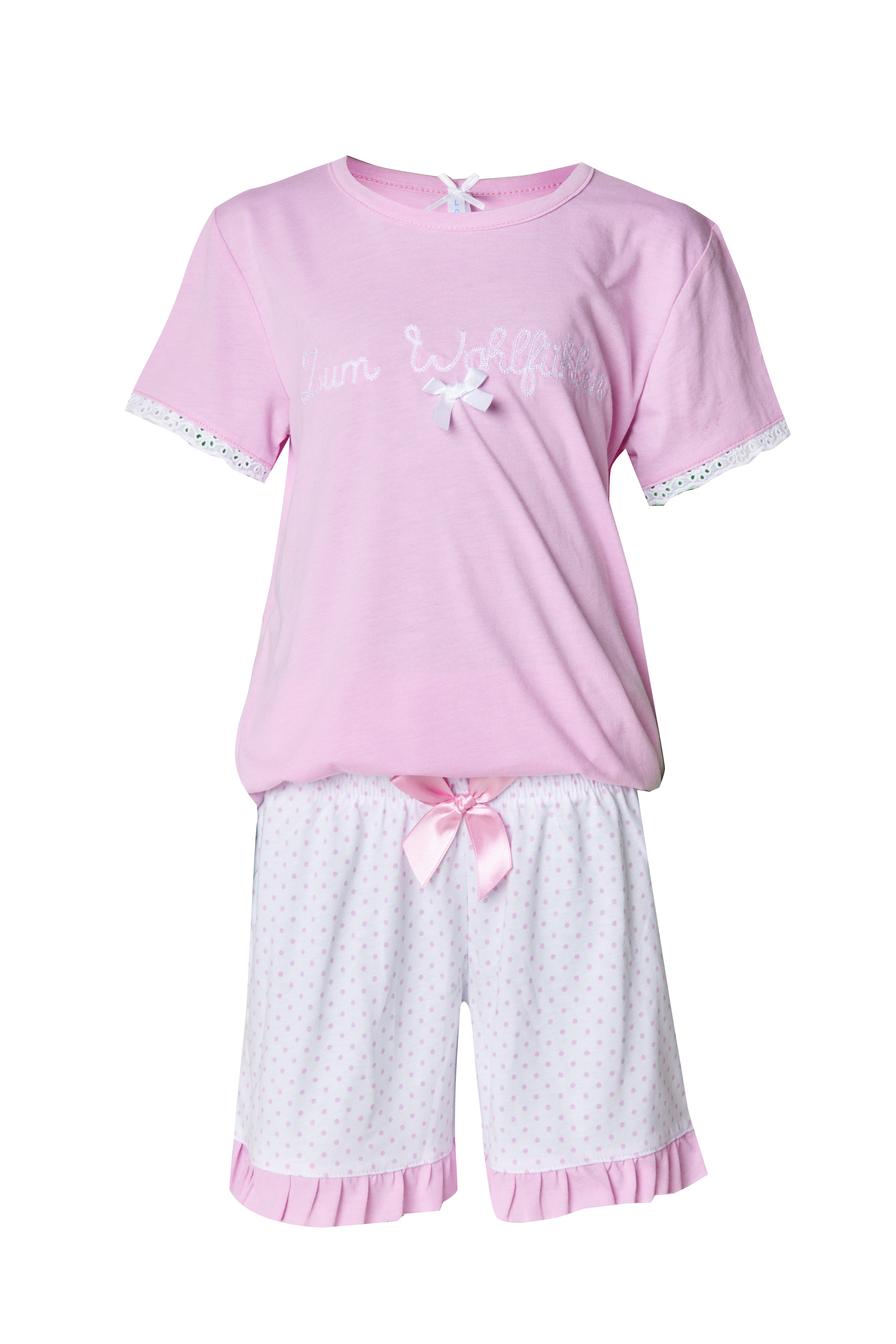 Short-Set Kinder "Zum Wohlfühlen", rosa / weiß allover