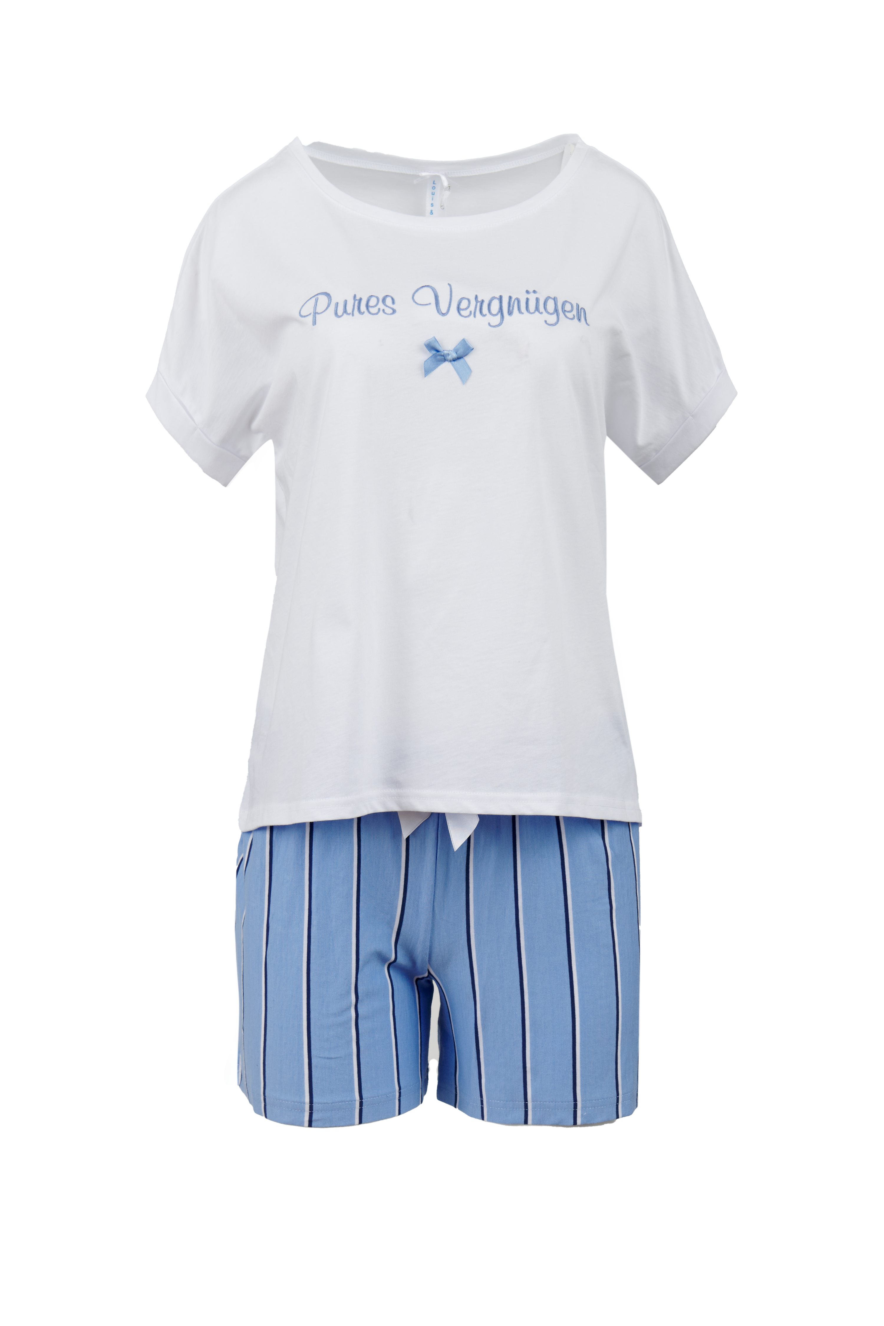 Short-Set Damen "Pures Vergnügen", weiß/ blau gestreift