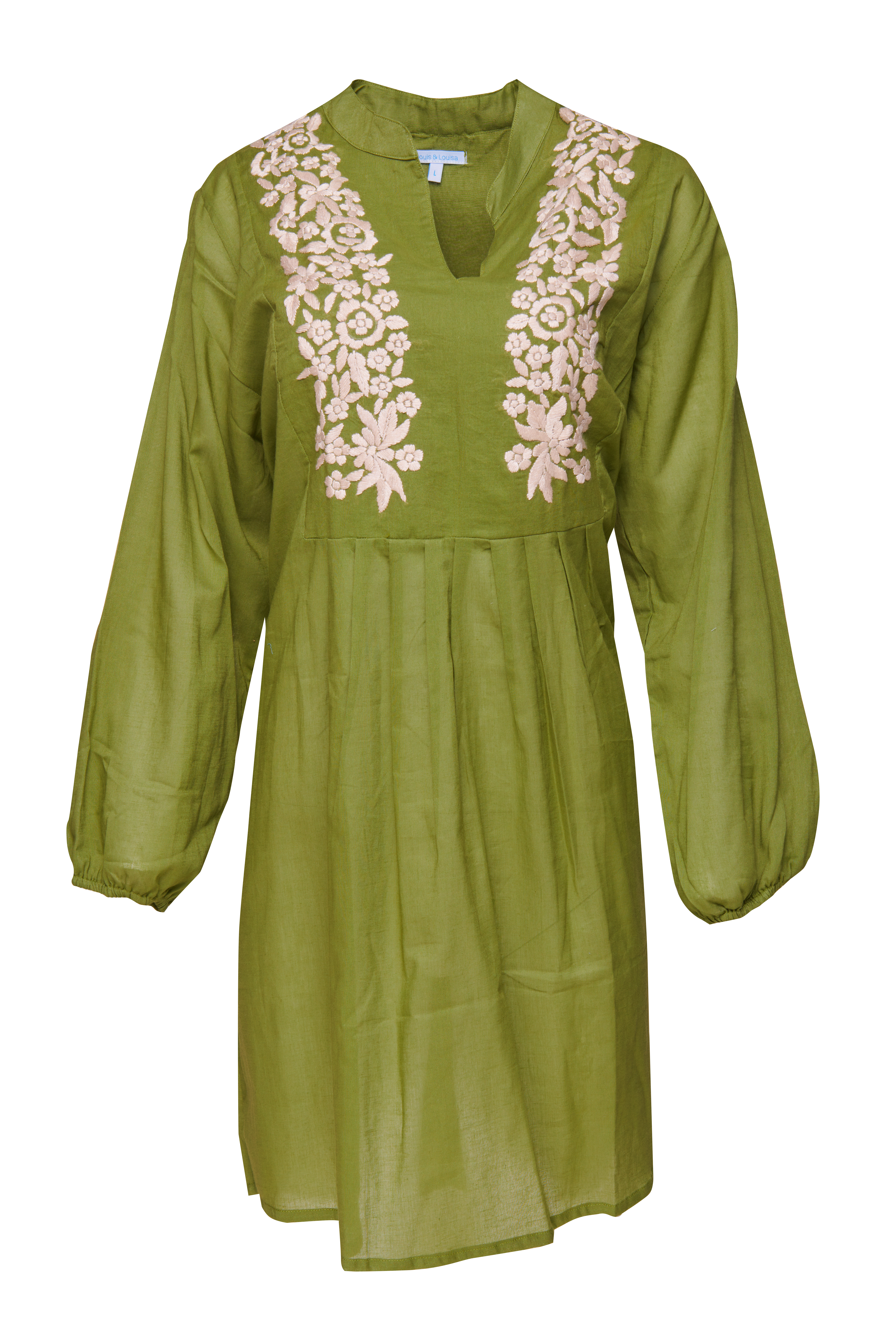 201025_LL20383-Kopie Tunika handbestickt V-Schnitt, Damen, grün