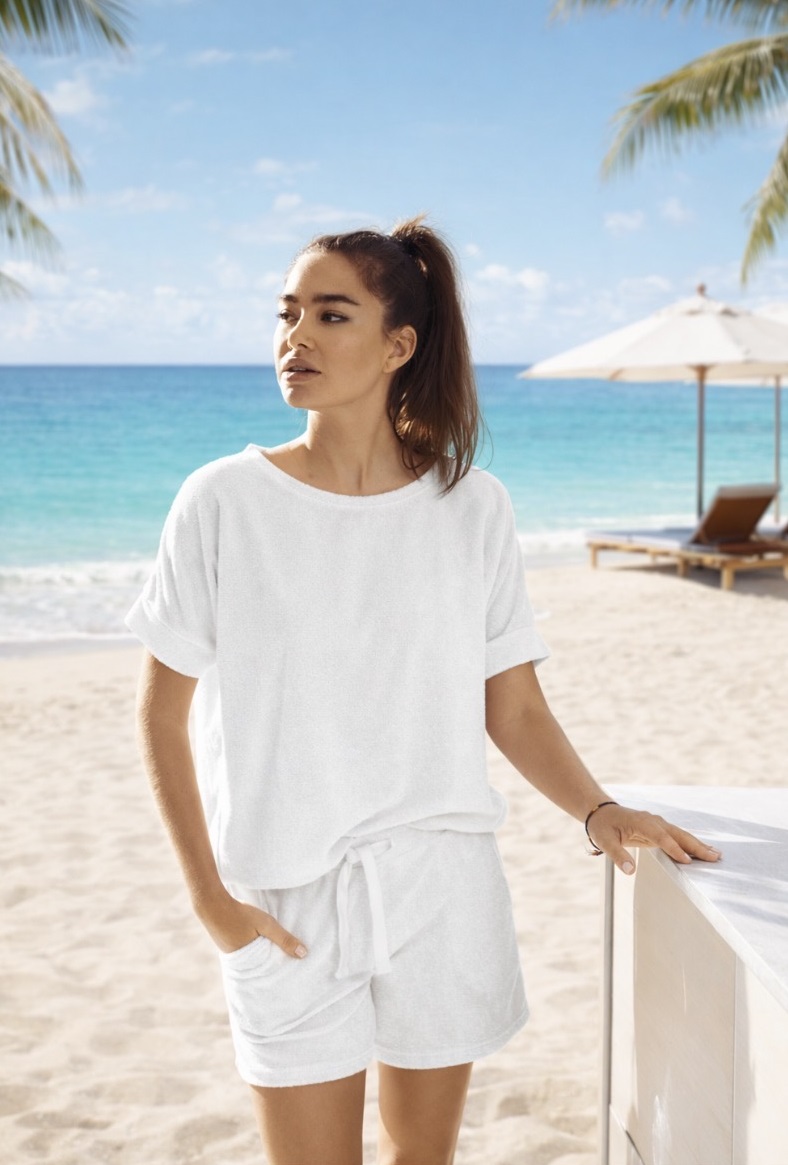 Frottee, Shirt weiß