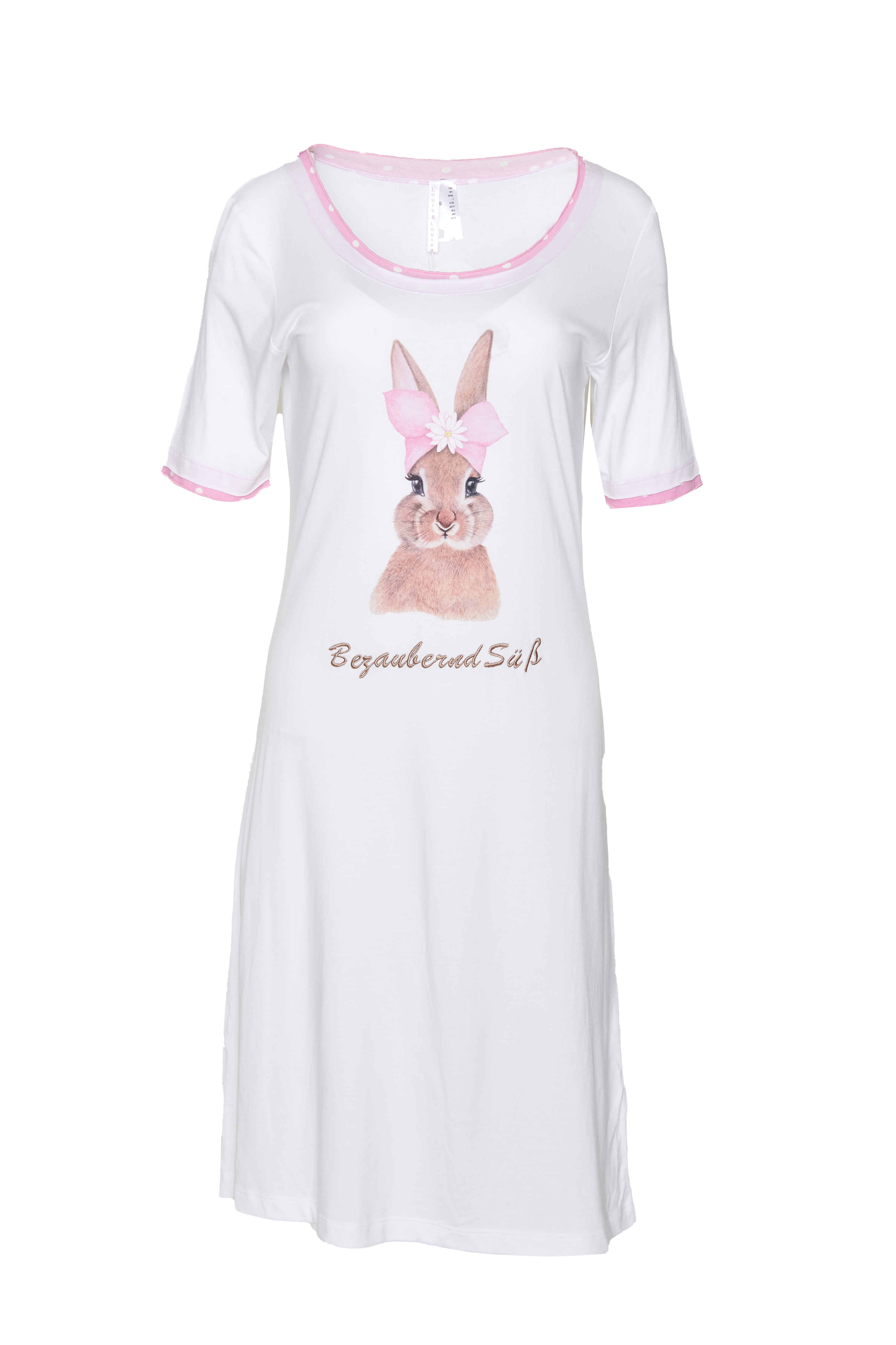 Nachthemd Damen "Hase Druck", weiß
