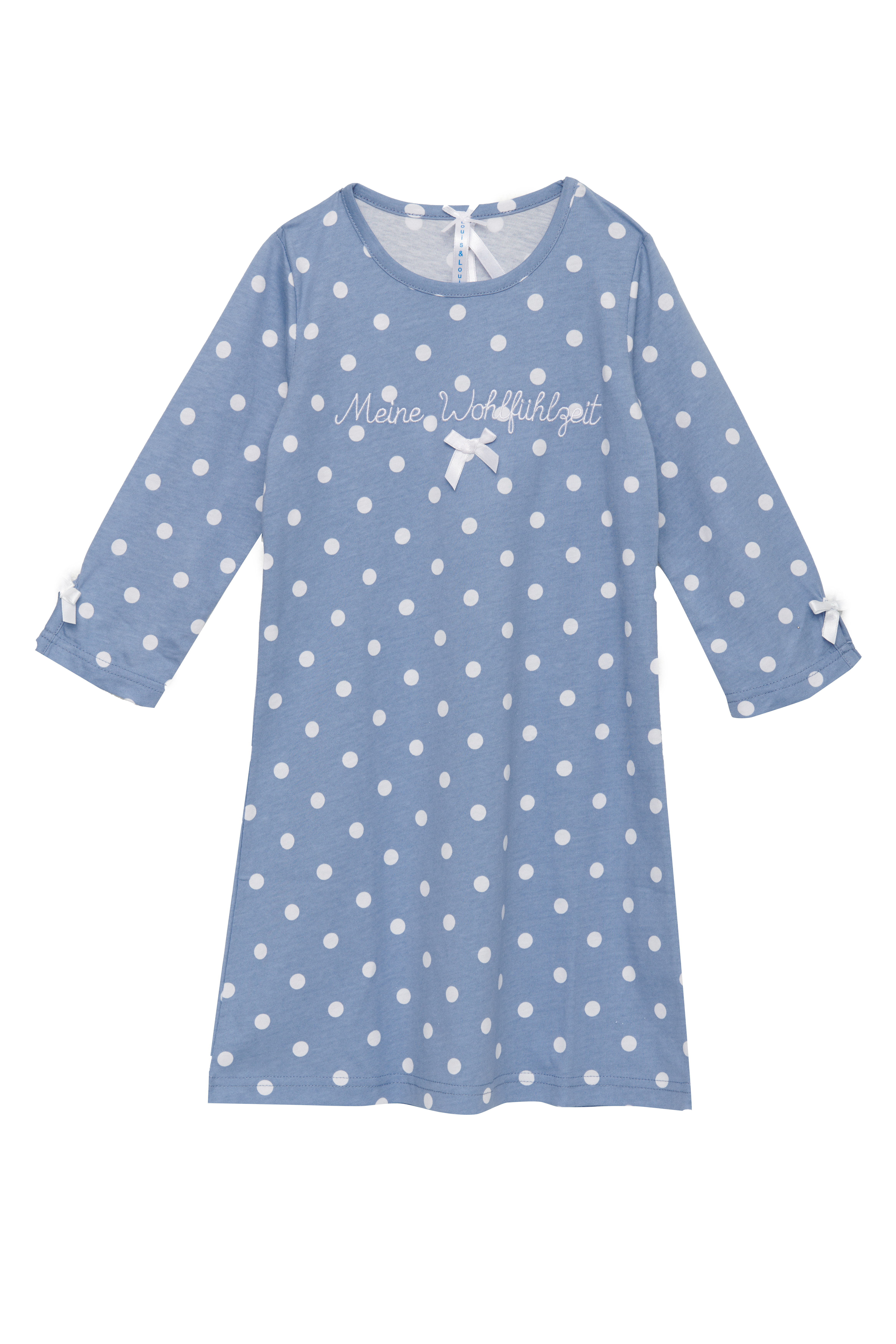 230307_LL7950 Nachthemd Kinder Basic "Meine Wohlfühlzeit", blau allover