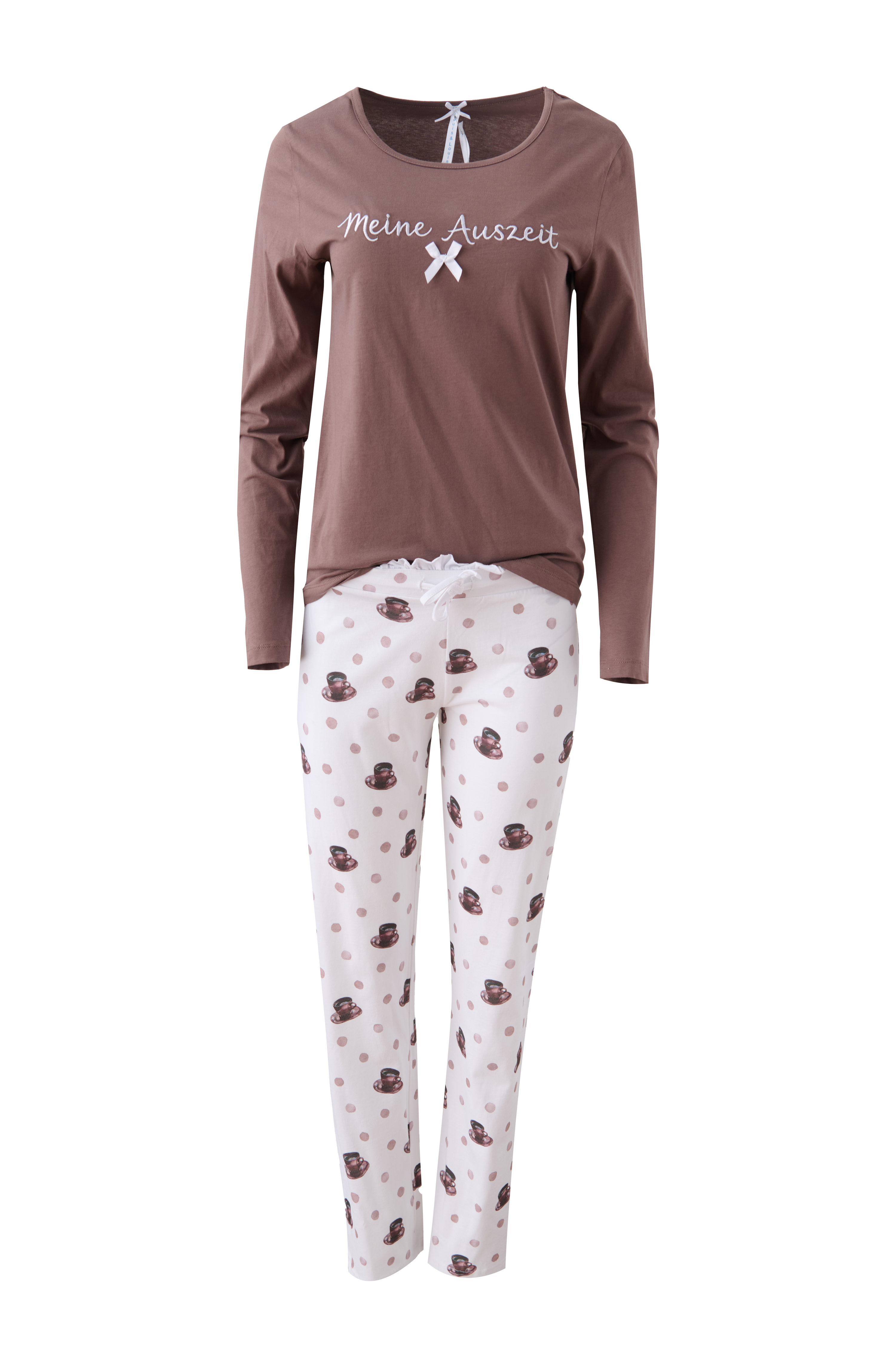 Pyjama Basic "Meine Auszeit", braun / allover