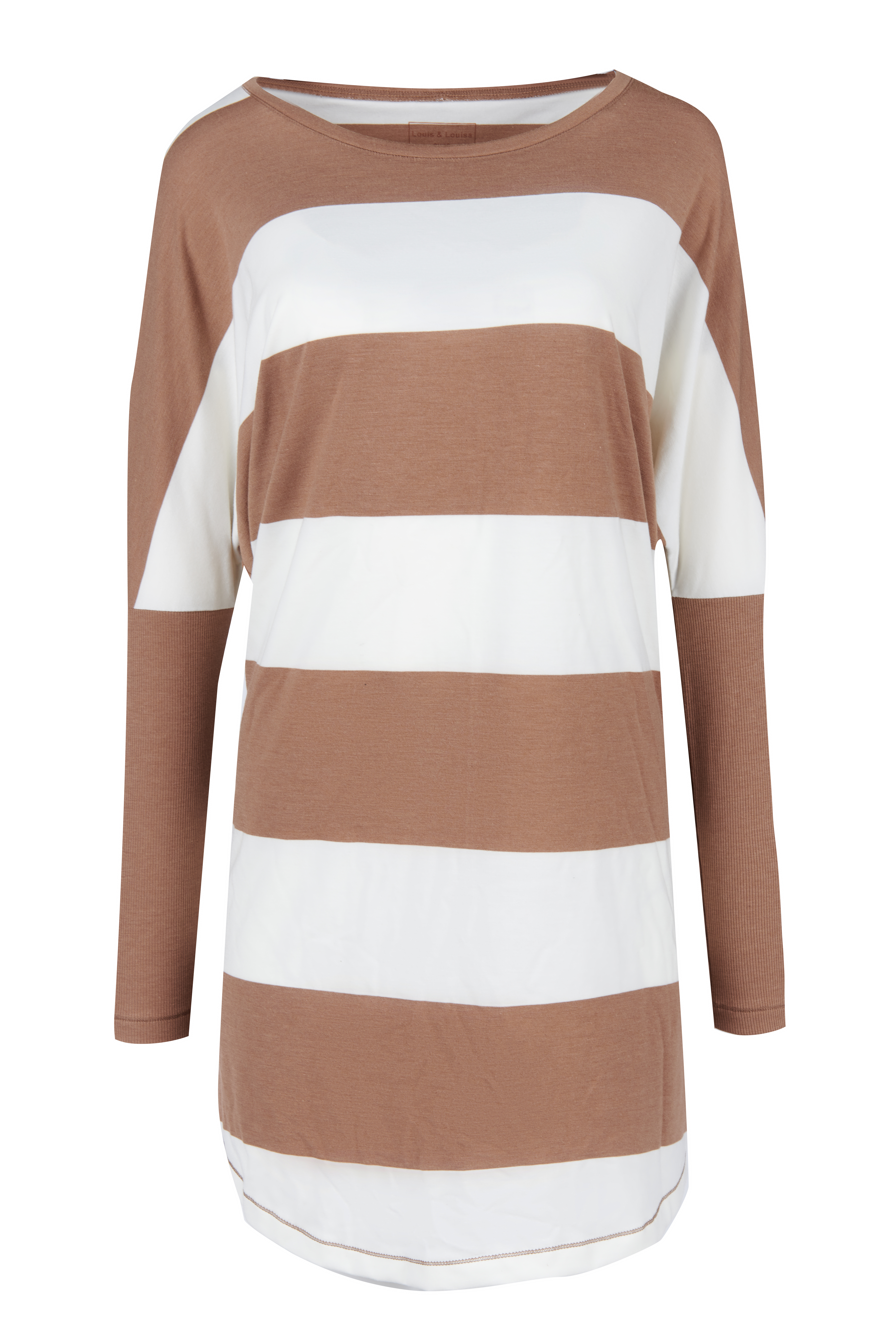 PURE Sleepshirt Oversize, camel gestreift