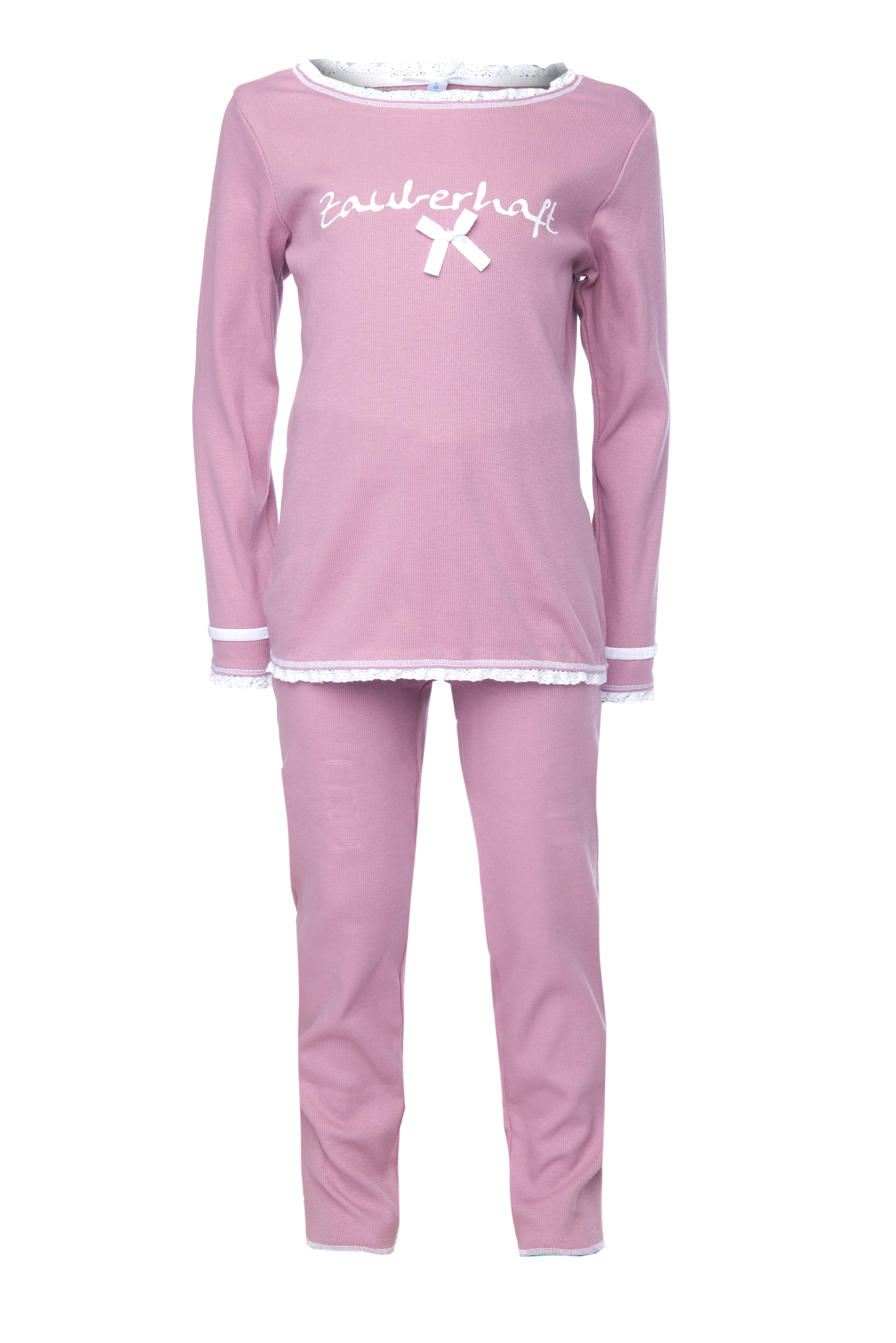 Pyjama Kinder Rippe "Zauberhaft", rosa