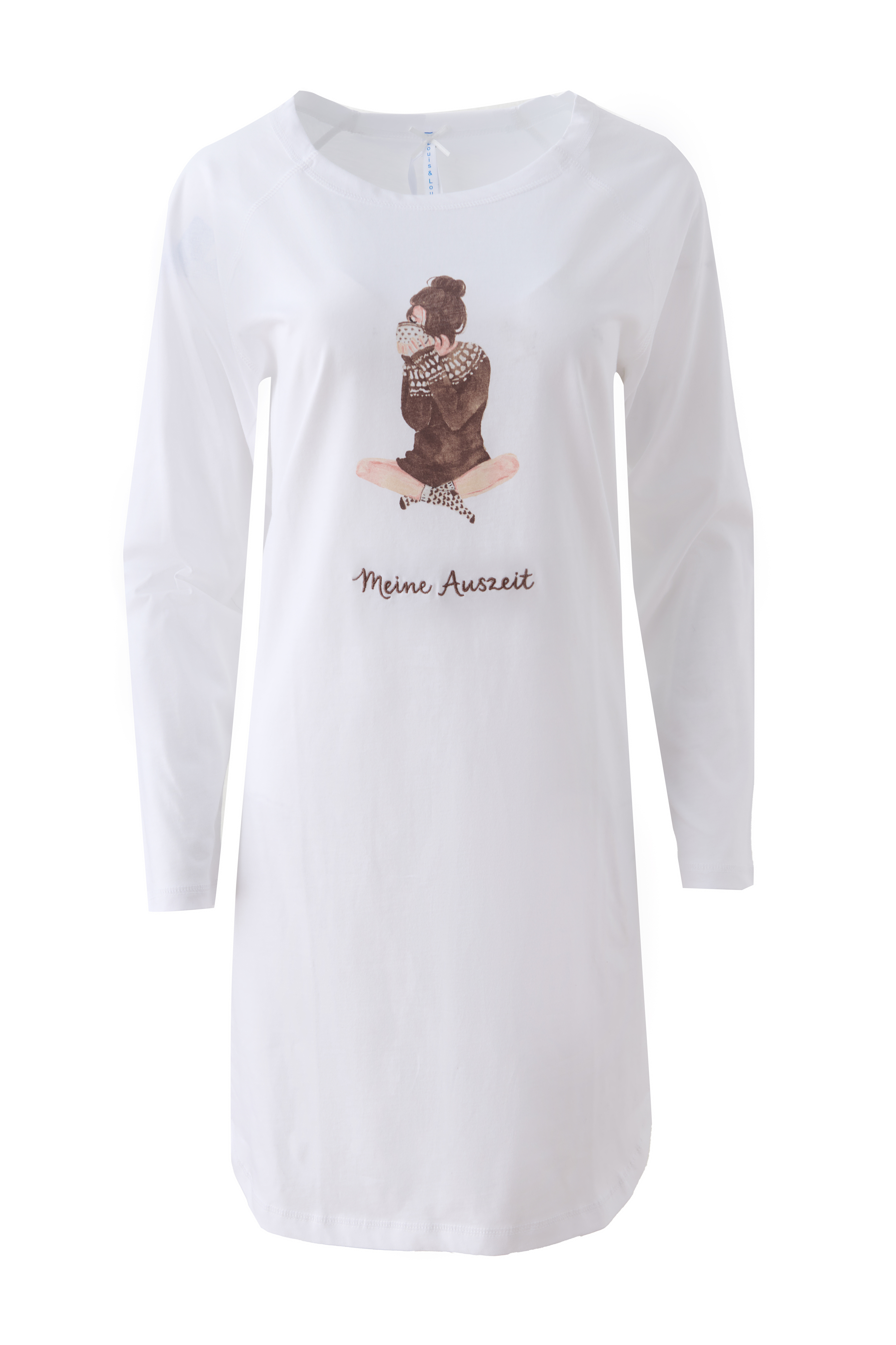 Nachthemd Oversize "Mädchen mit Kaffee", weiß