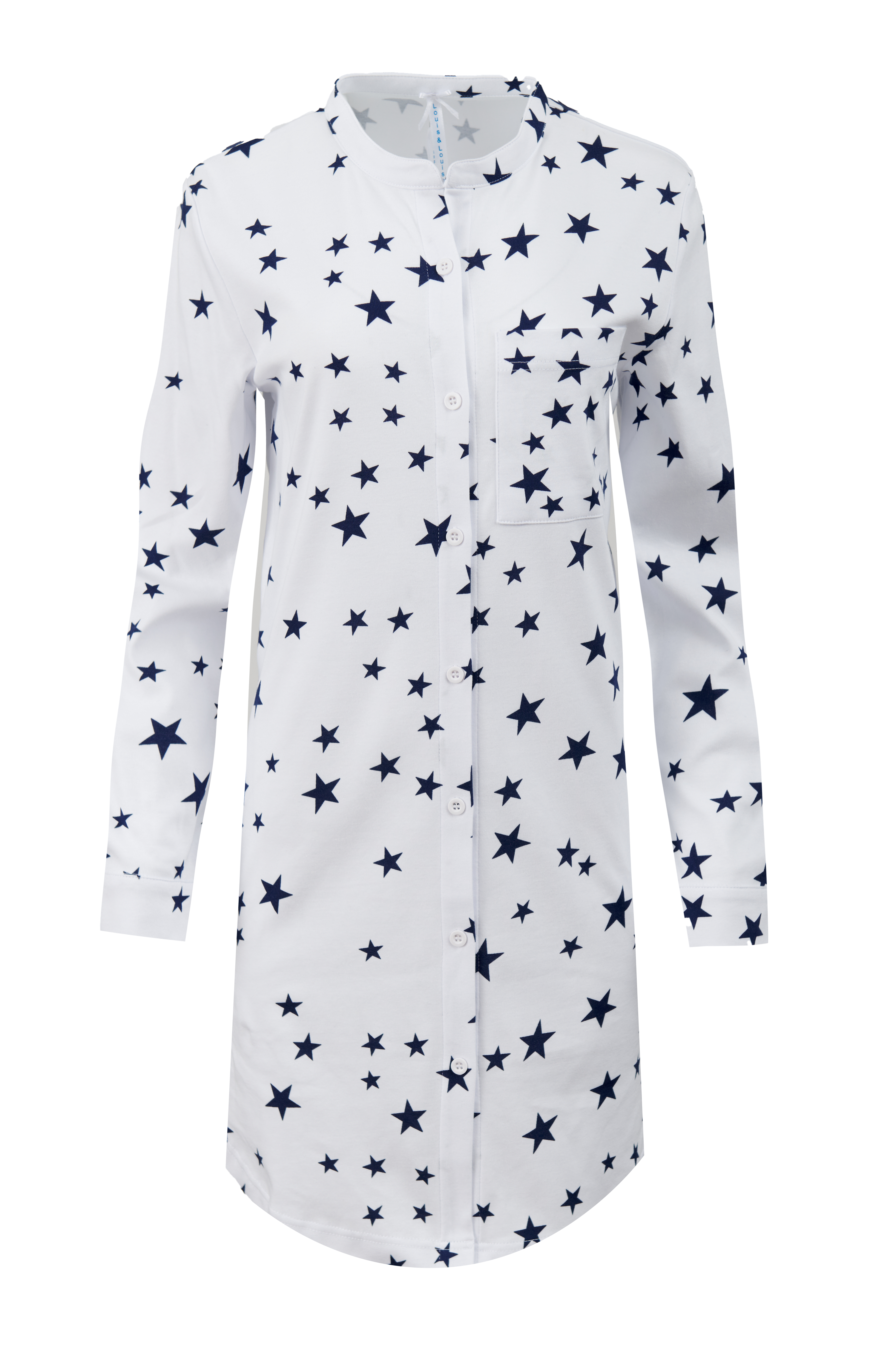 230223_LL51775 Nachthemd Damen Knopfleiste "Ein Stern für mich", weiß allover