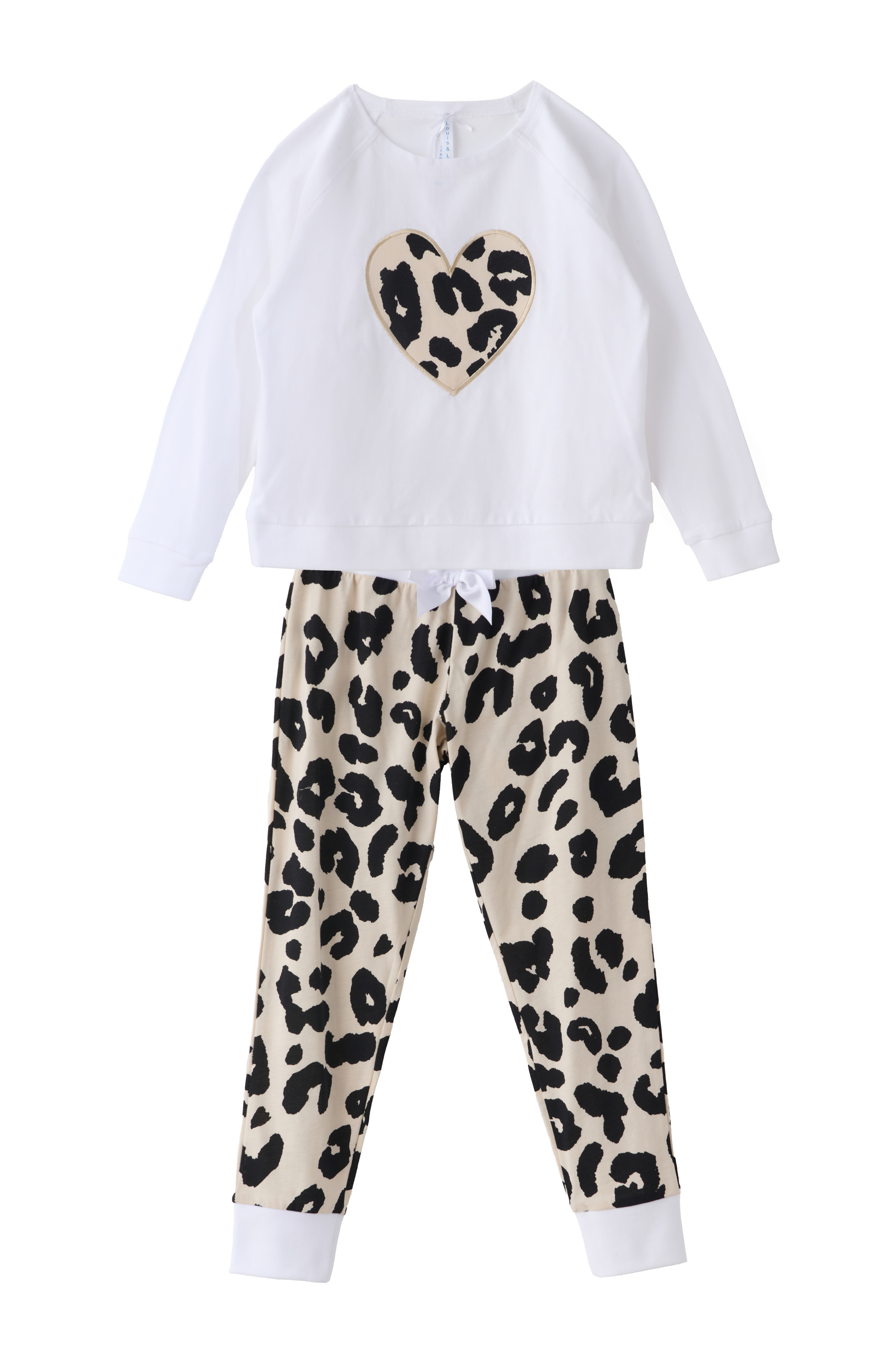Pyjama Bündchen Kinder "Leo Herz", weiß /allover