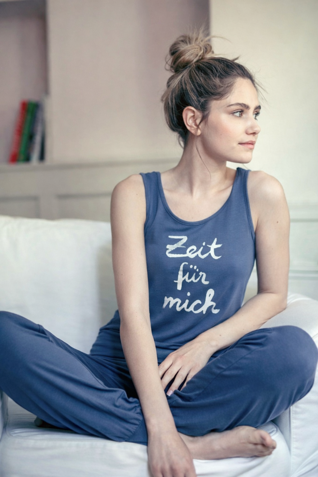 YOGA Set Tanktop mit Bündchen-Hose, blau