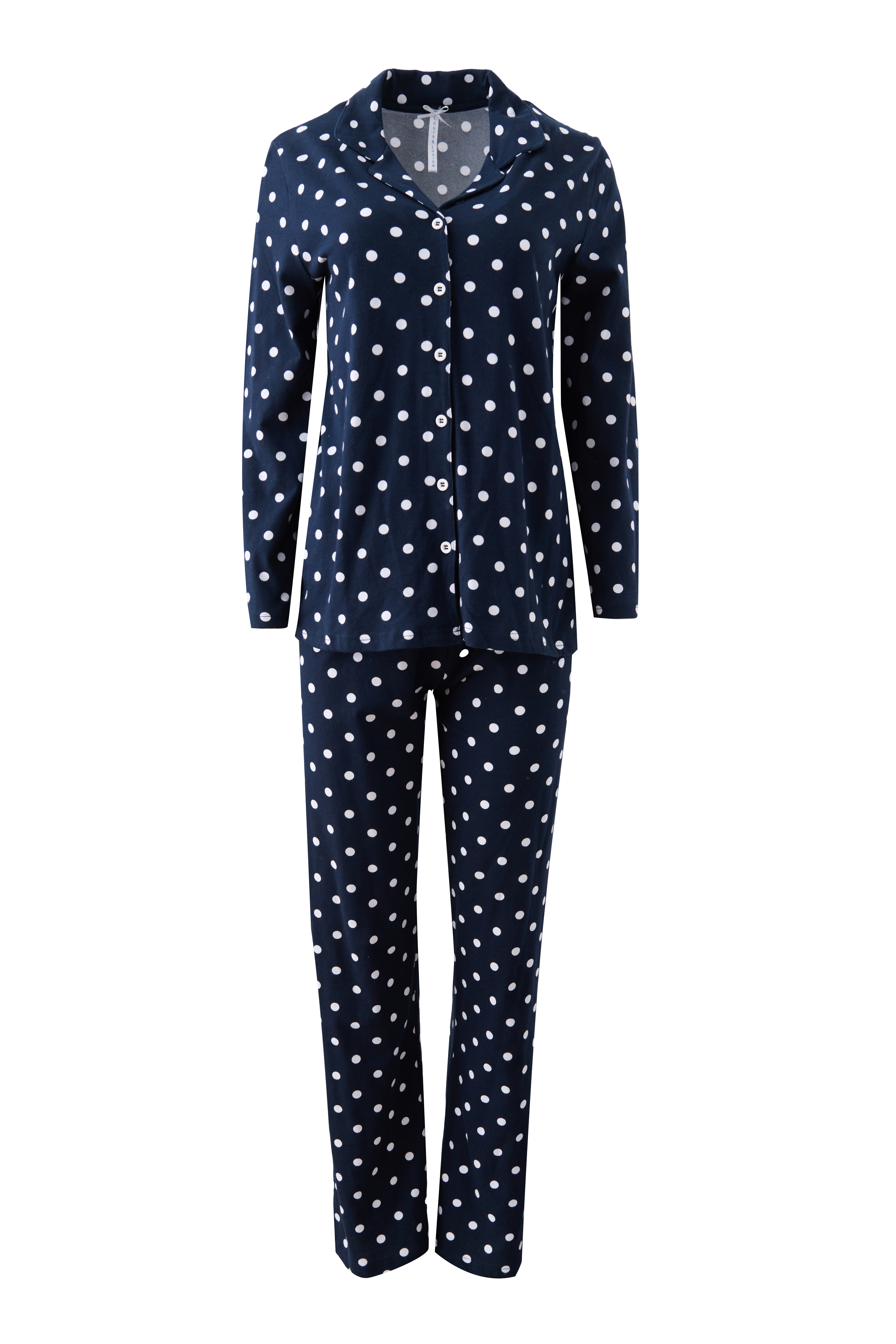 Pyjama Knopfleiste", dunkelblau Pünktchen allover