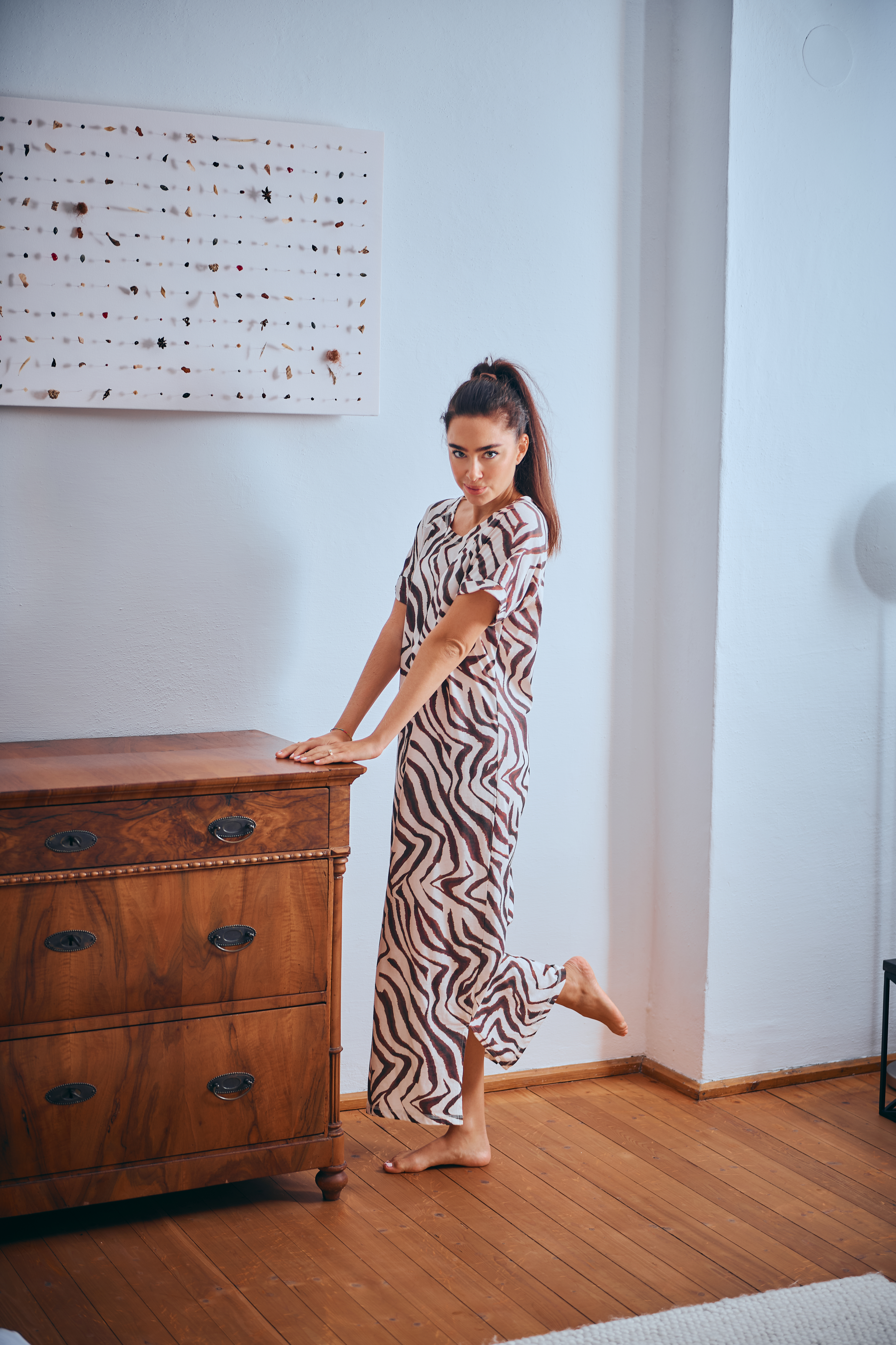 Nachthemd lang, "Wild und Wundebar" Zebra allover