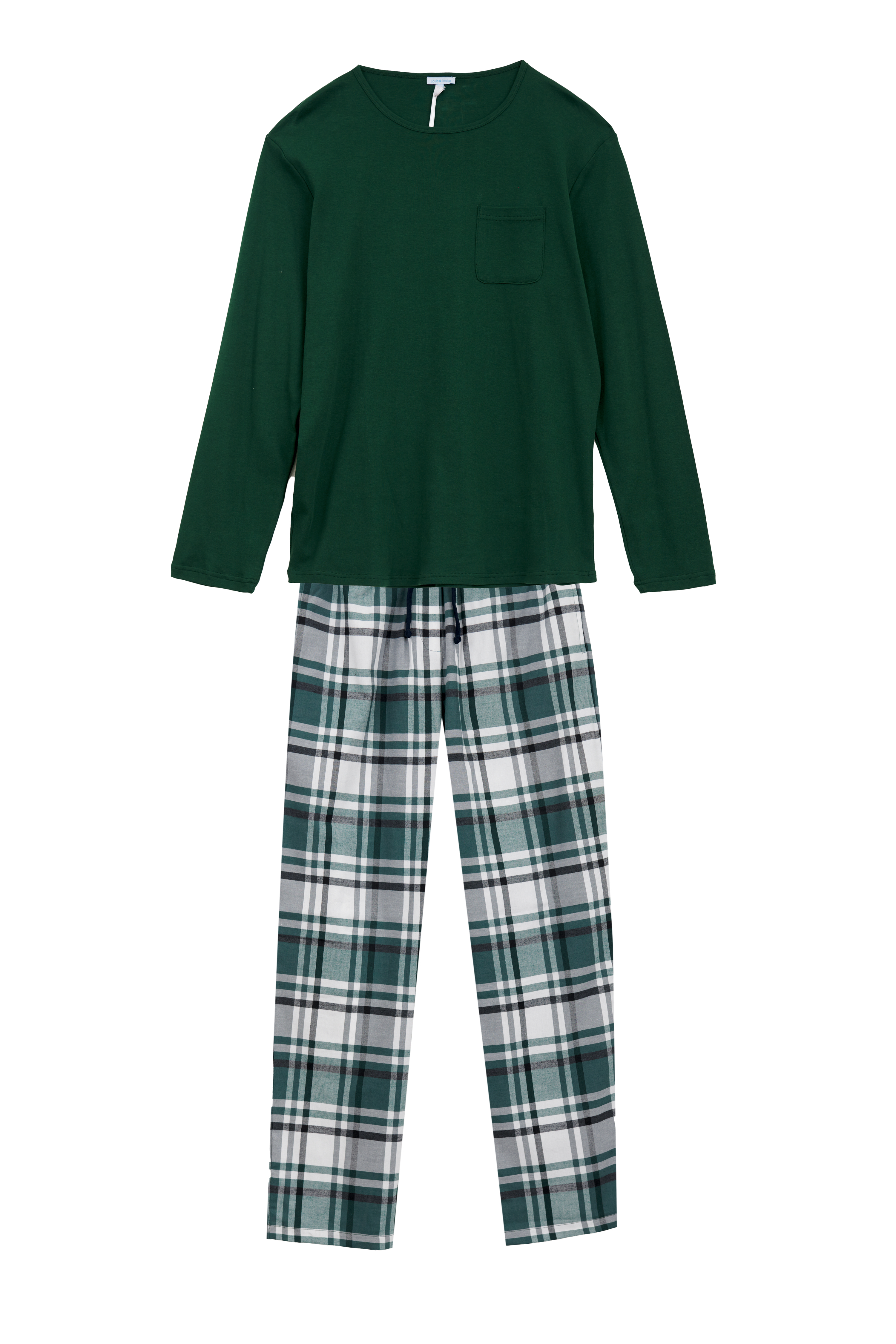 Pyjama Herren mit Tasche, grün/ Flanell