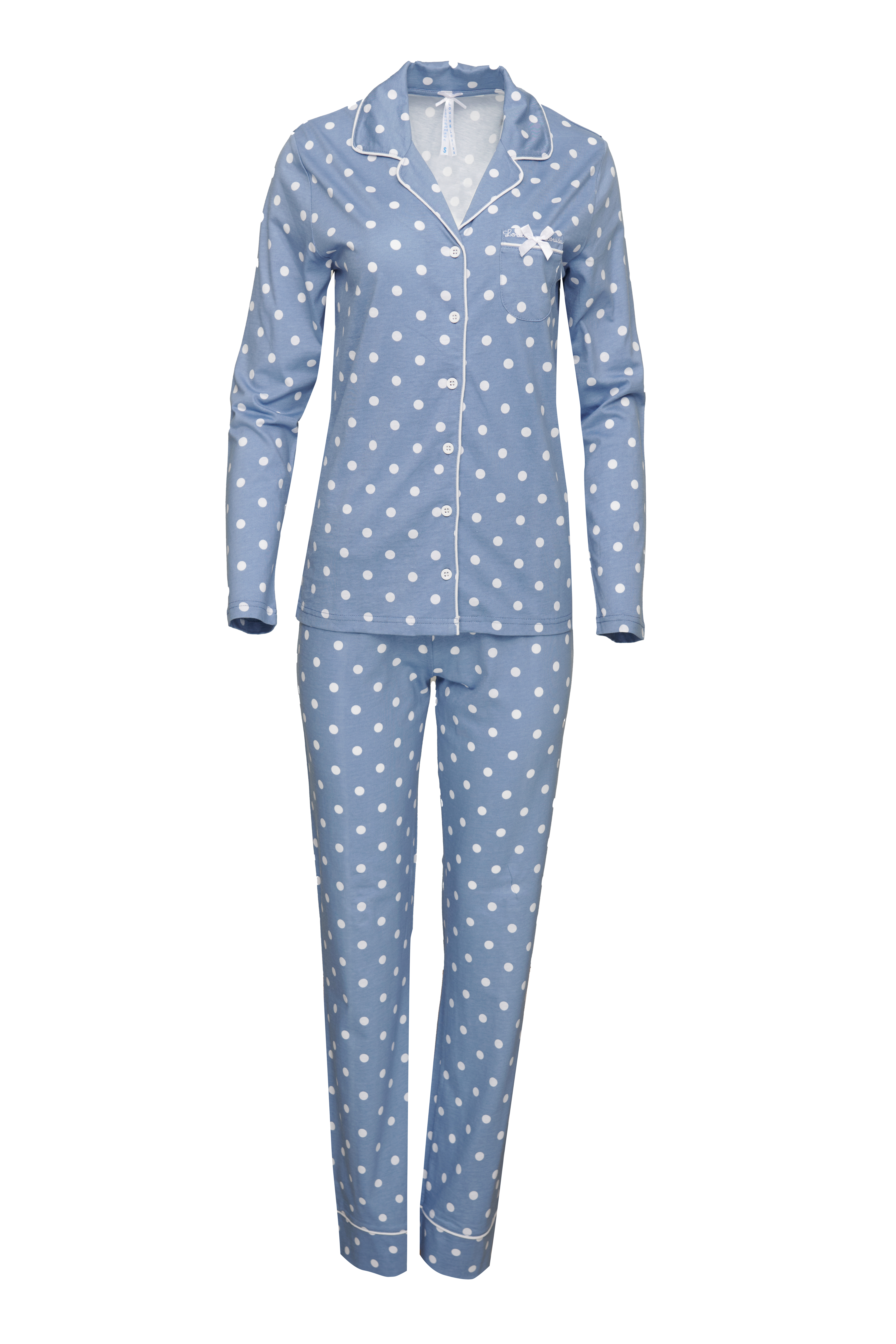 Pyjama Knopfleiste Damen "Meine Wohlfühlzeit", blau allover