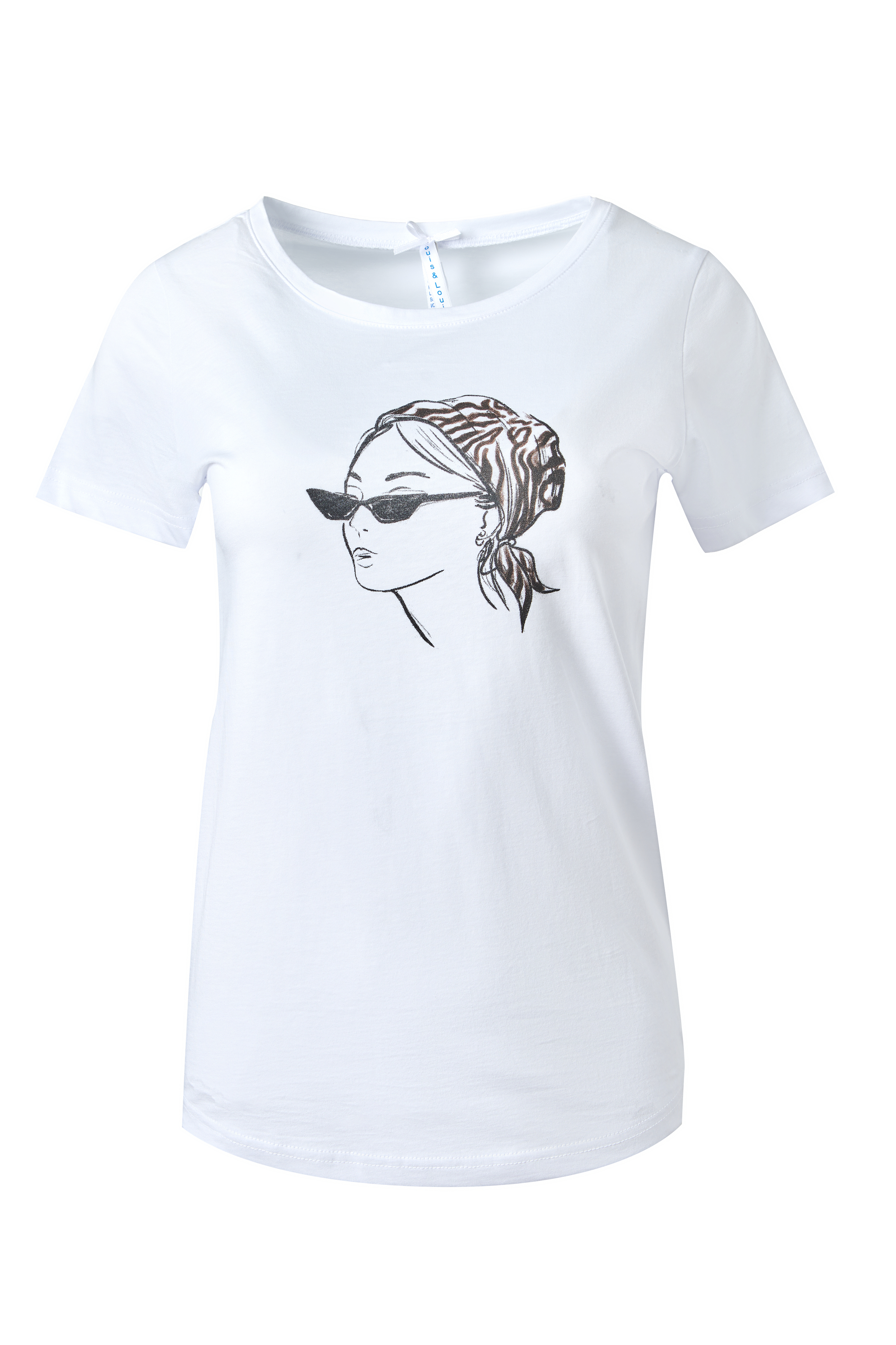 T-Shirt "Dame mit Sonnenbrille", weiß