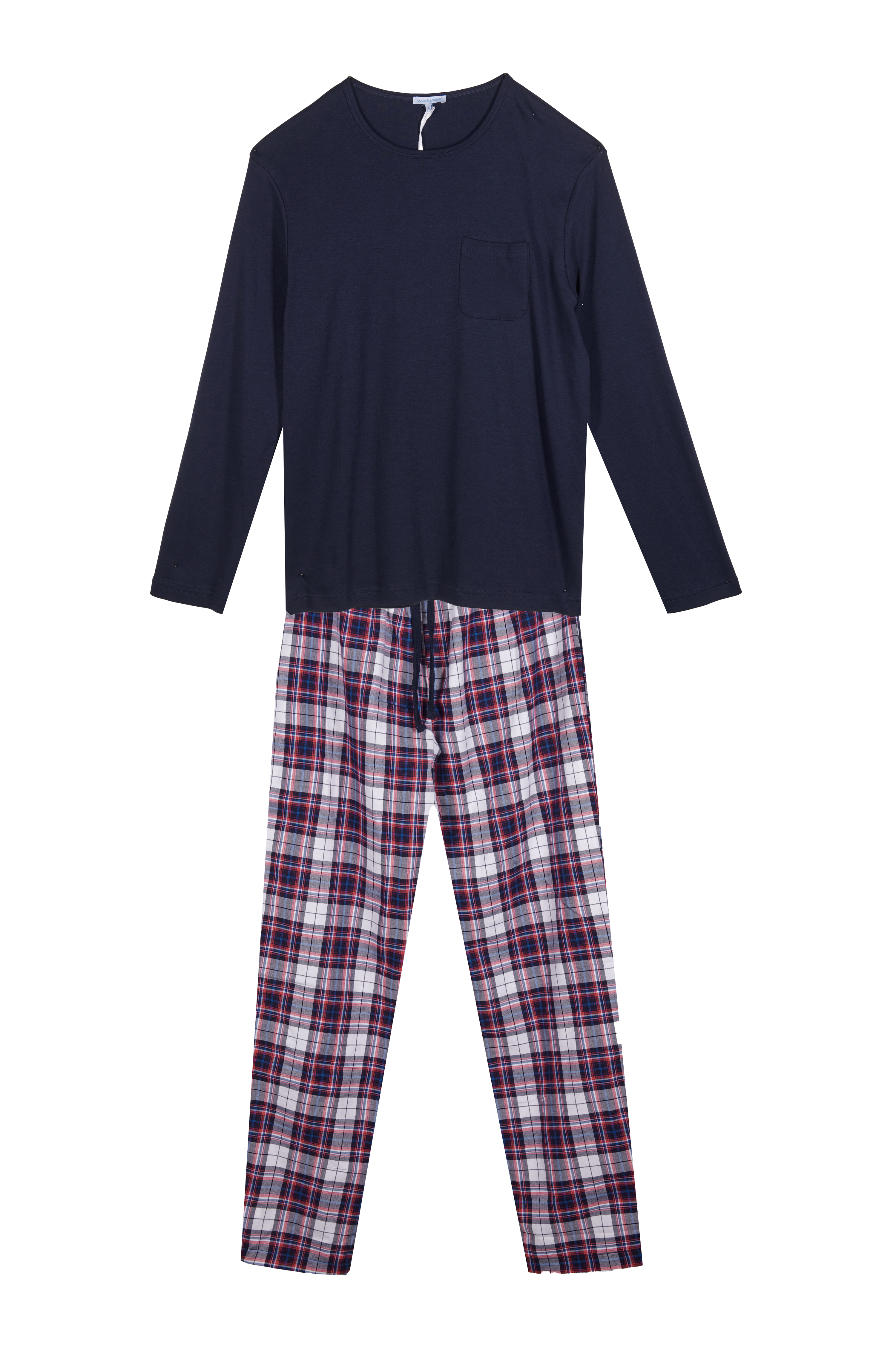 Pyjama Herren mit Tasche, dunkelblau / flanell