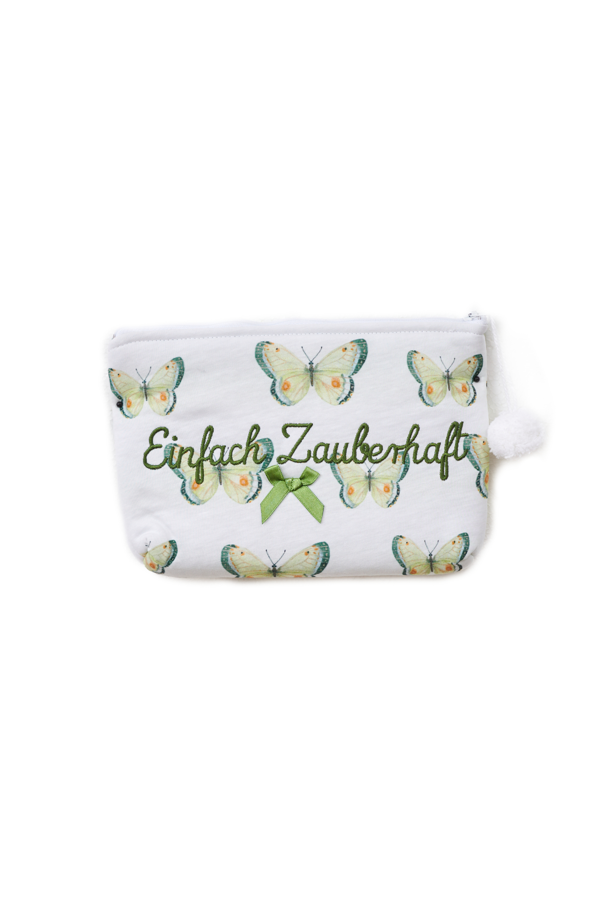 Kosmetiktasche "Einfach Zauberhaft" Schmetterling,  weiß allover